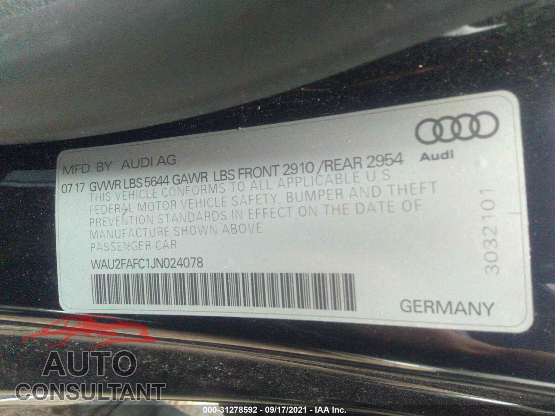 AUDI S7 2018 - WAU2FAFC1JN024078