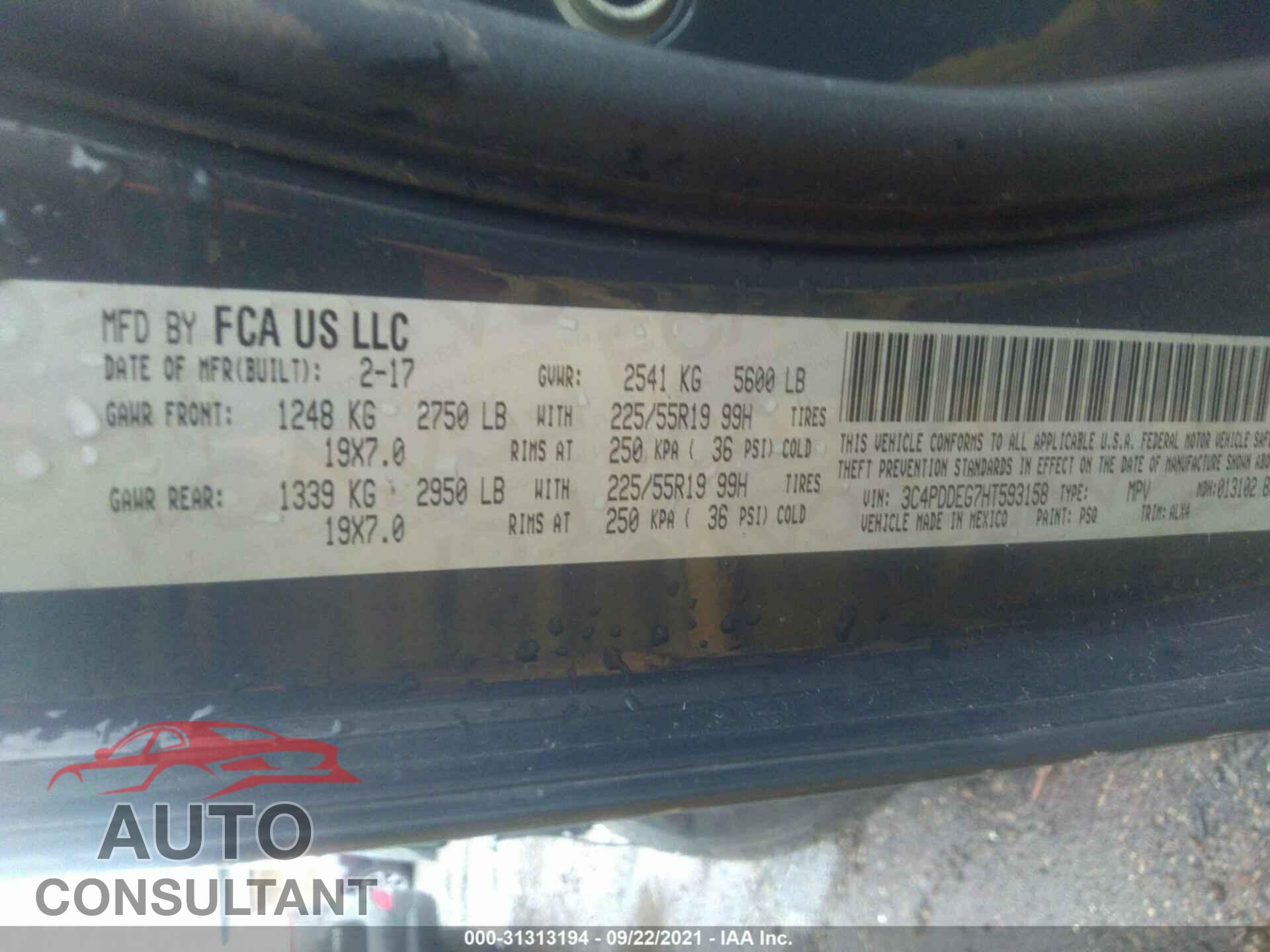 DODGE JOURNEY 2017 - 3C4PDDEG7HT593158