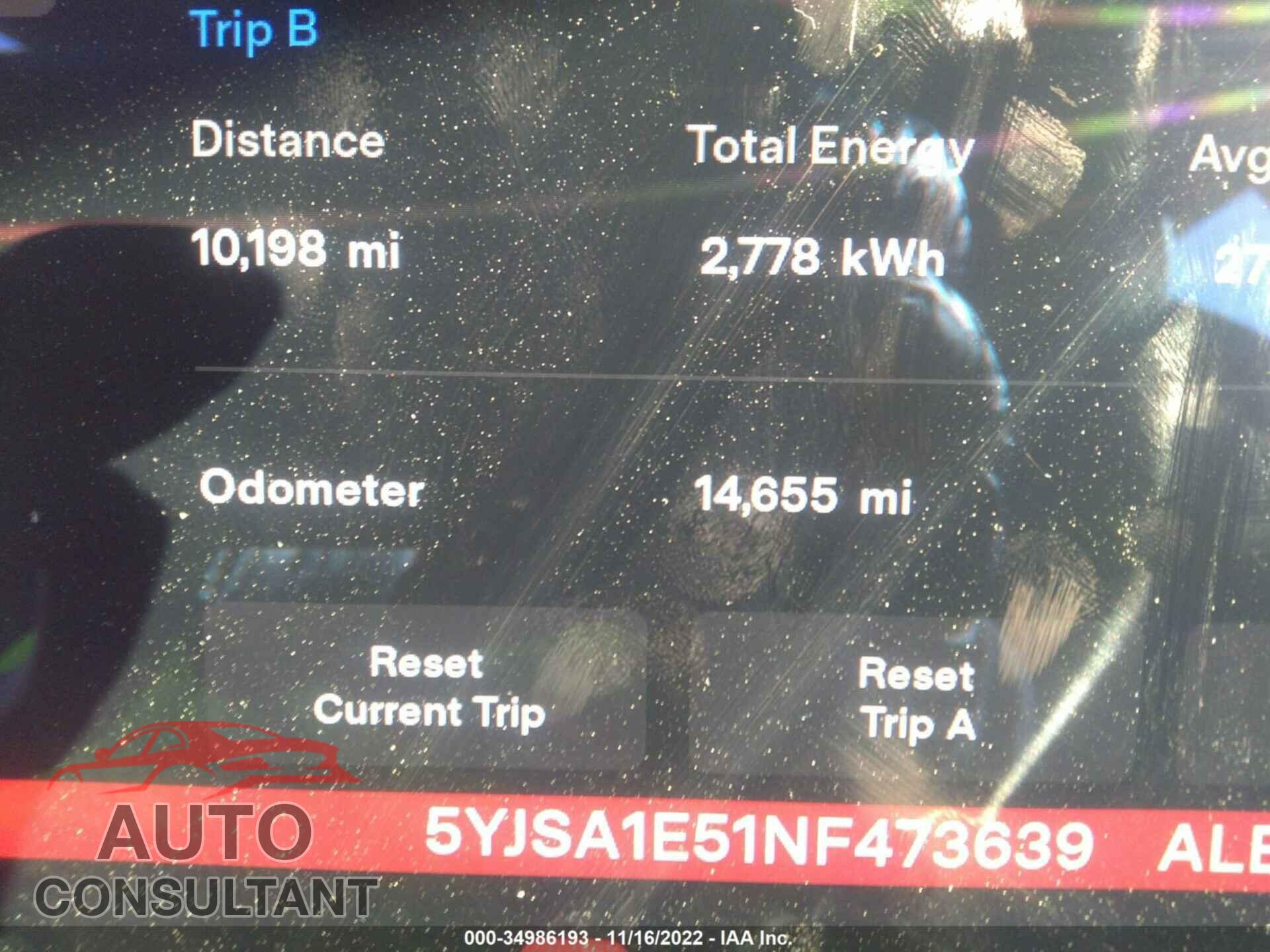 TESLA MODEL S 2022 - 5YJSA1E51NF473639