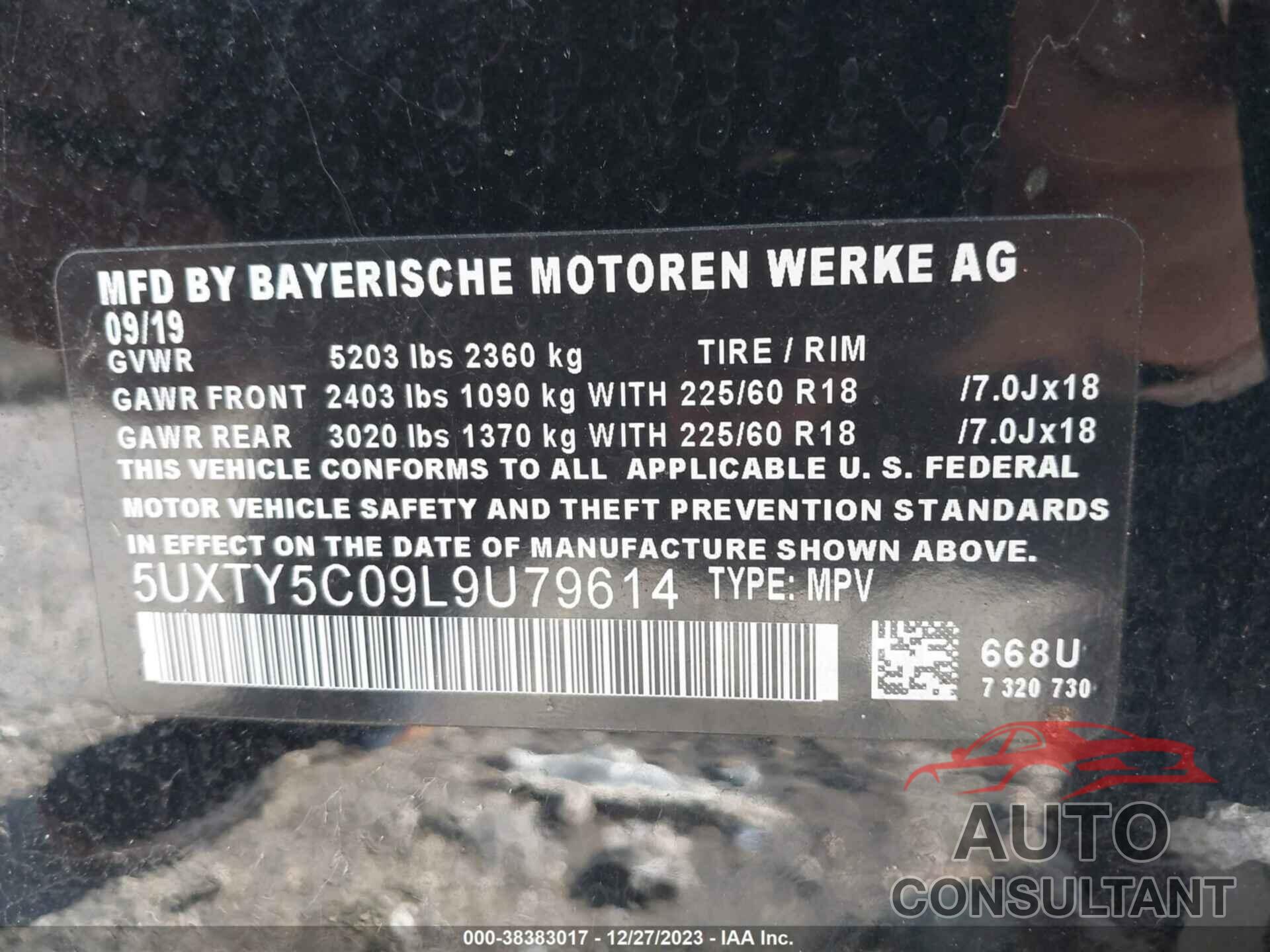 BMW X3 2020 - 5UXTY5C09L9U79614