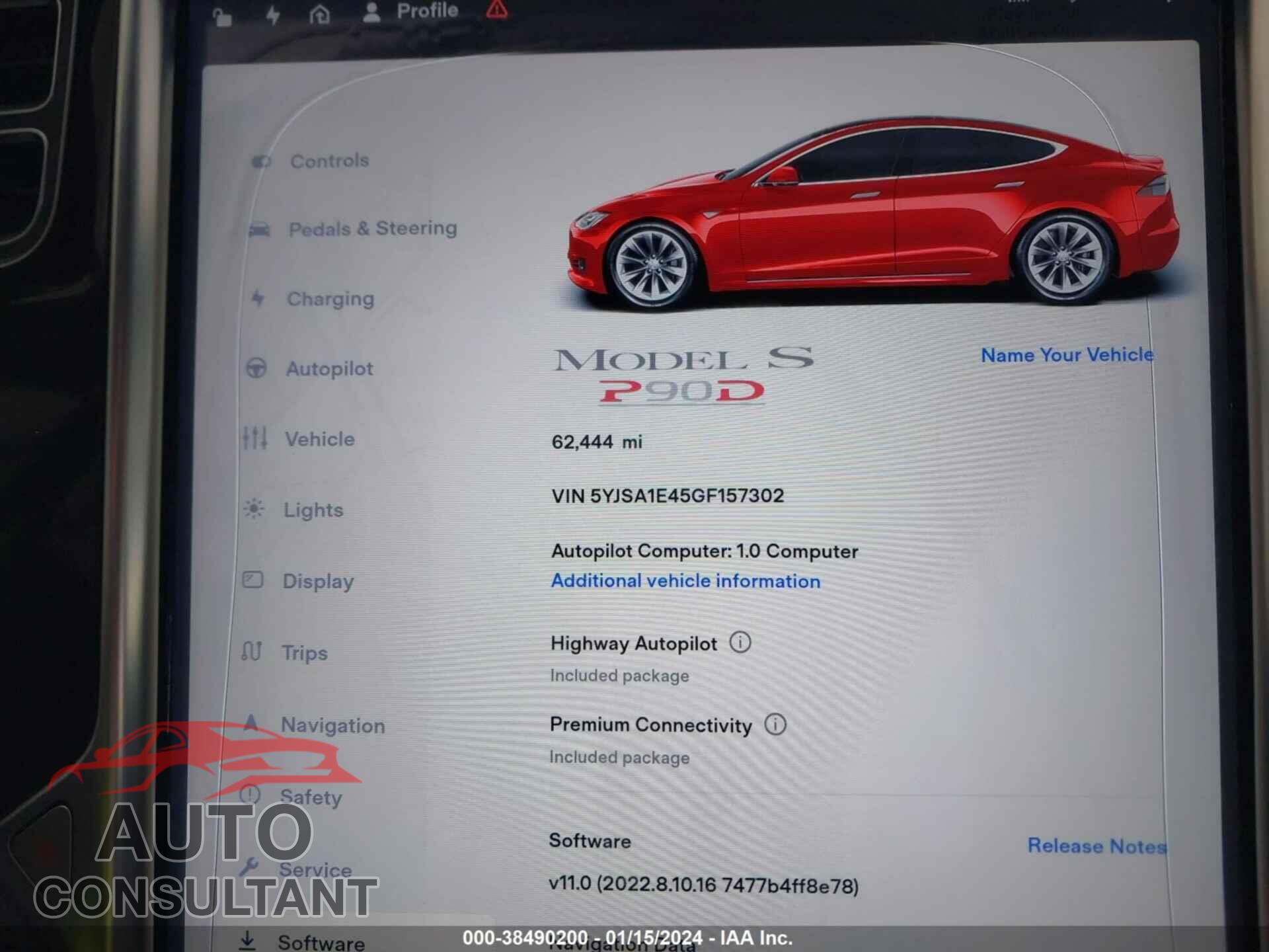 TESLA MODEL S 2016 - 5YJSA1E45GF157302