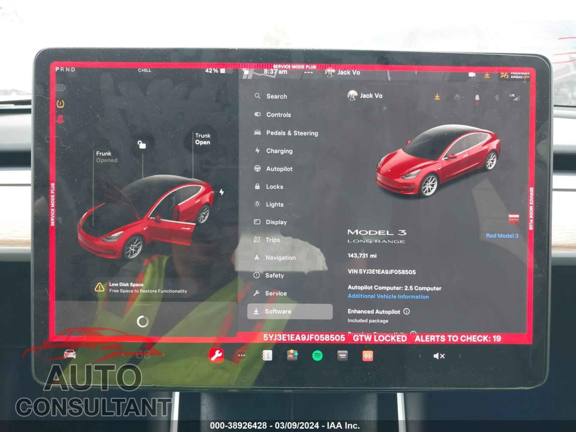 TESLA MODEL 3 2018 - 5YJ3E1EA9JF058505