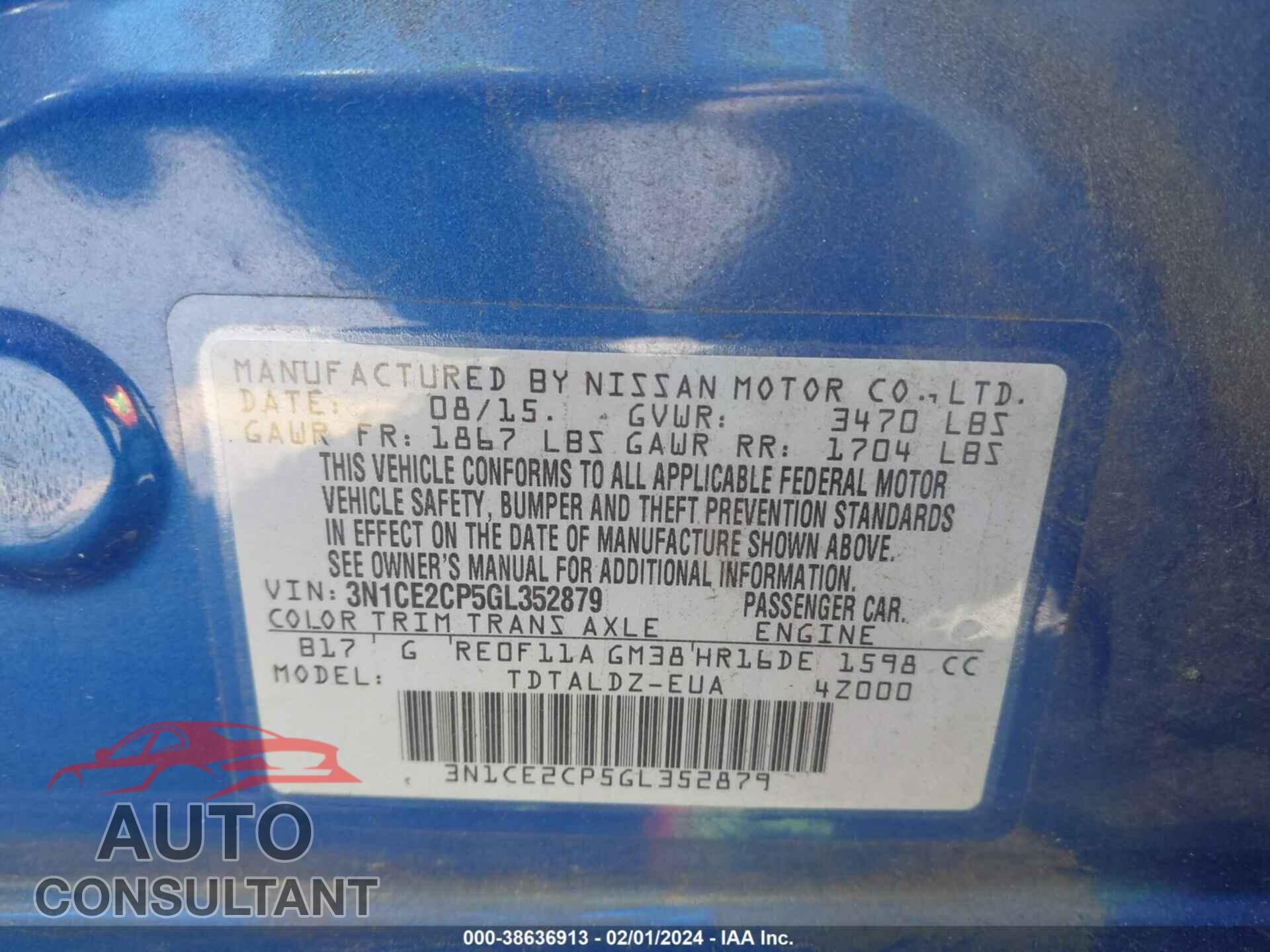 NISSAN VERSA NOTE 2016 - 3N1CE2CP5GL352879