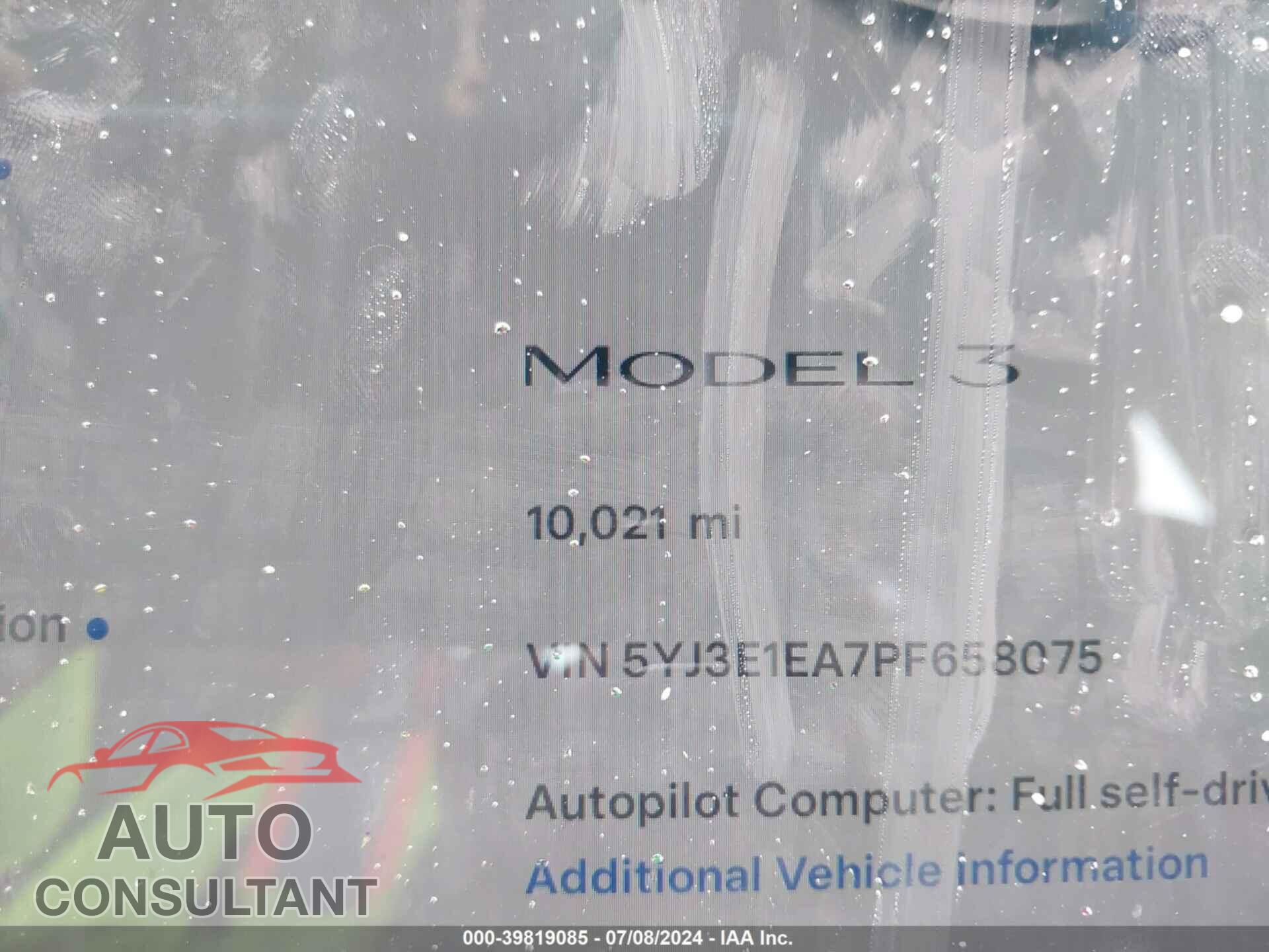 TESLA MODEL 3 2023 - 5YJ3E1EA7PF658075
