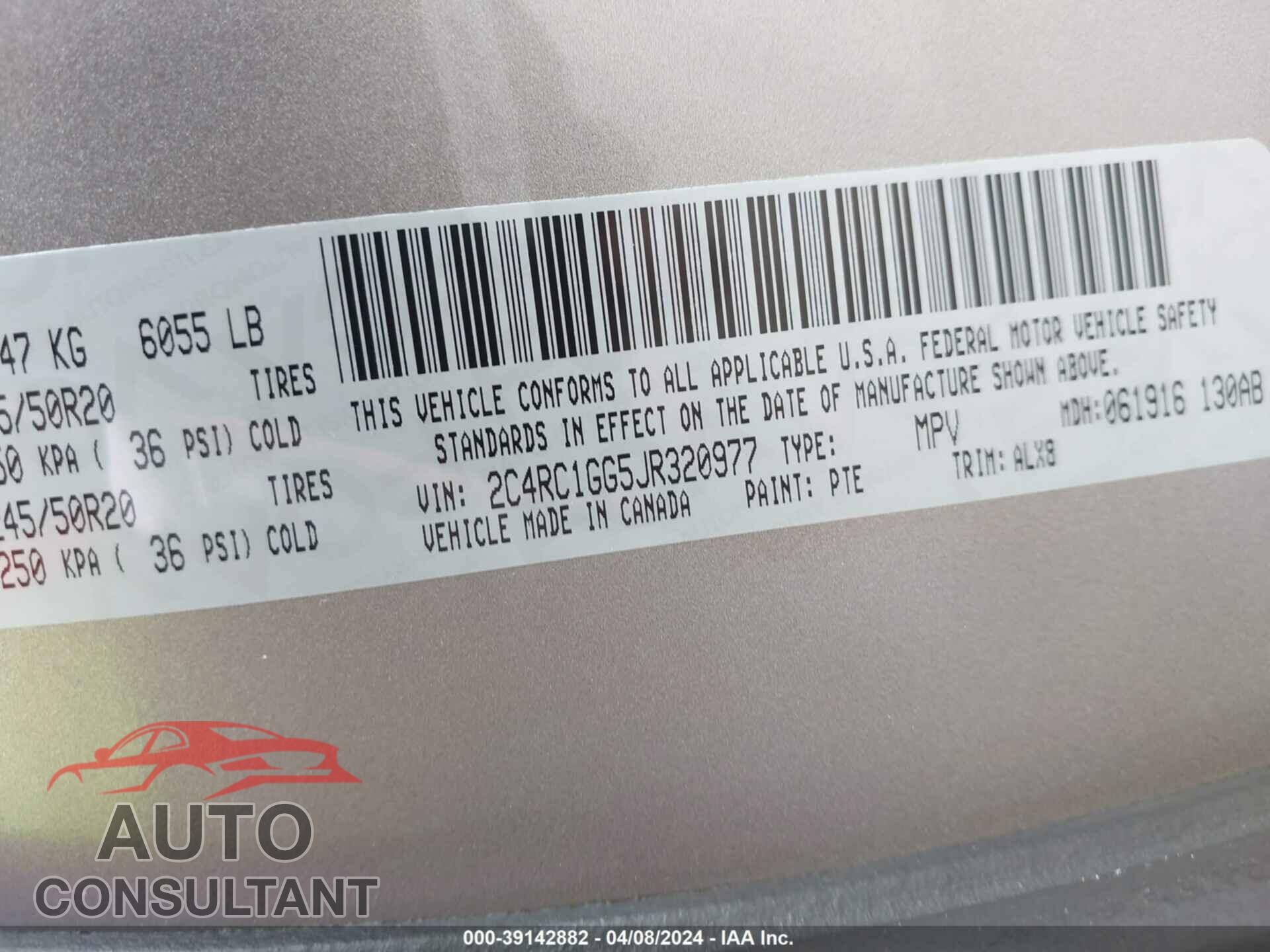 CHRYSLER PACIFICA 2018 - 2C4RC1GG5JR320977