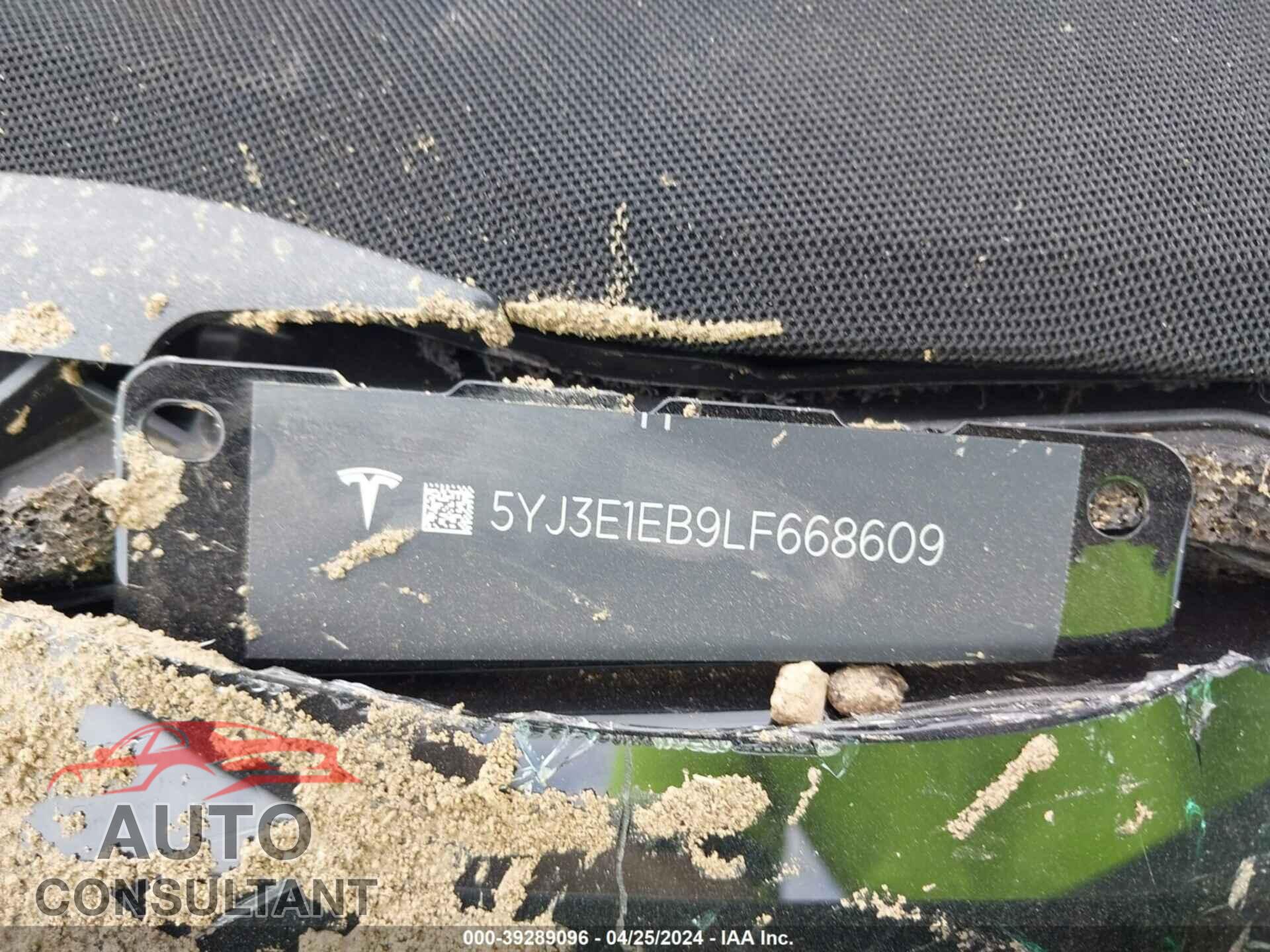 TESLA MODEL 3 2020 - 5YJ3E1EB9LF668609