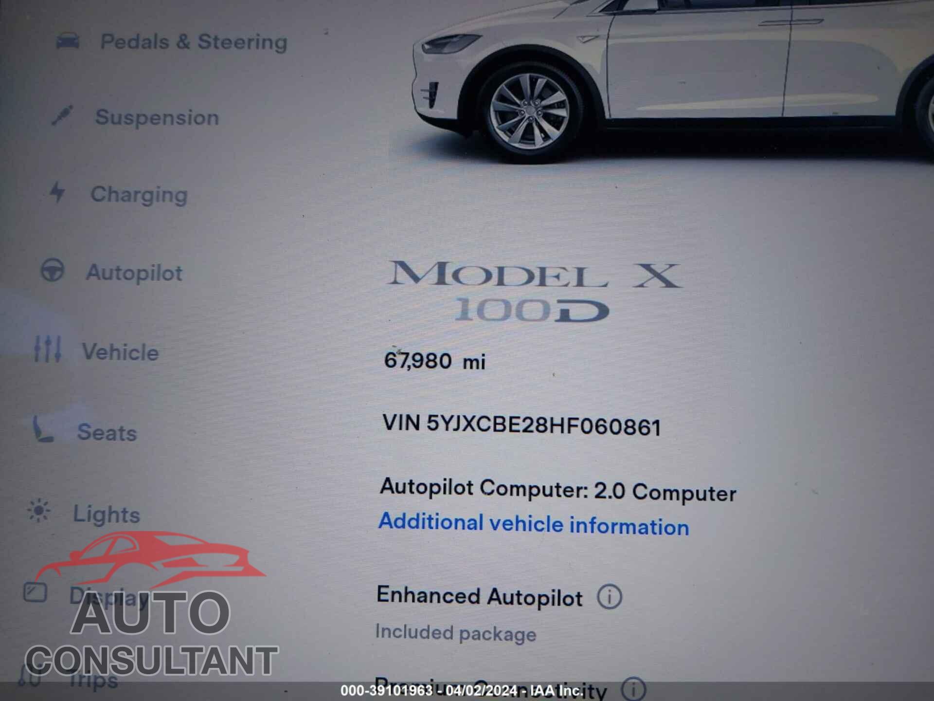 TESLA MODEL X 2017 - 5YJXCBE28HF060861
