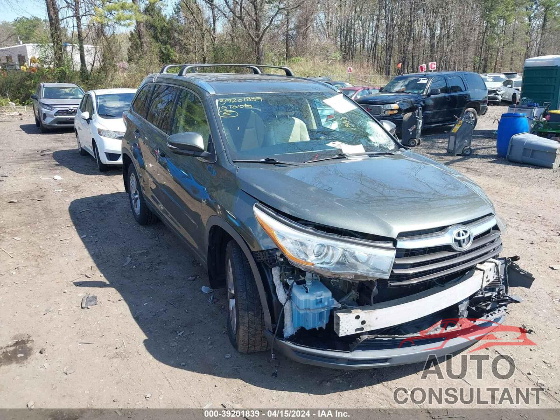 TOYOTA HIGHLANDER 2015 - 5TDJKRFH1FS168770