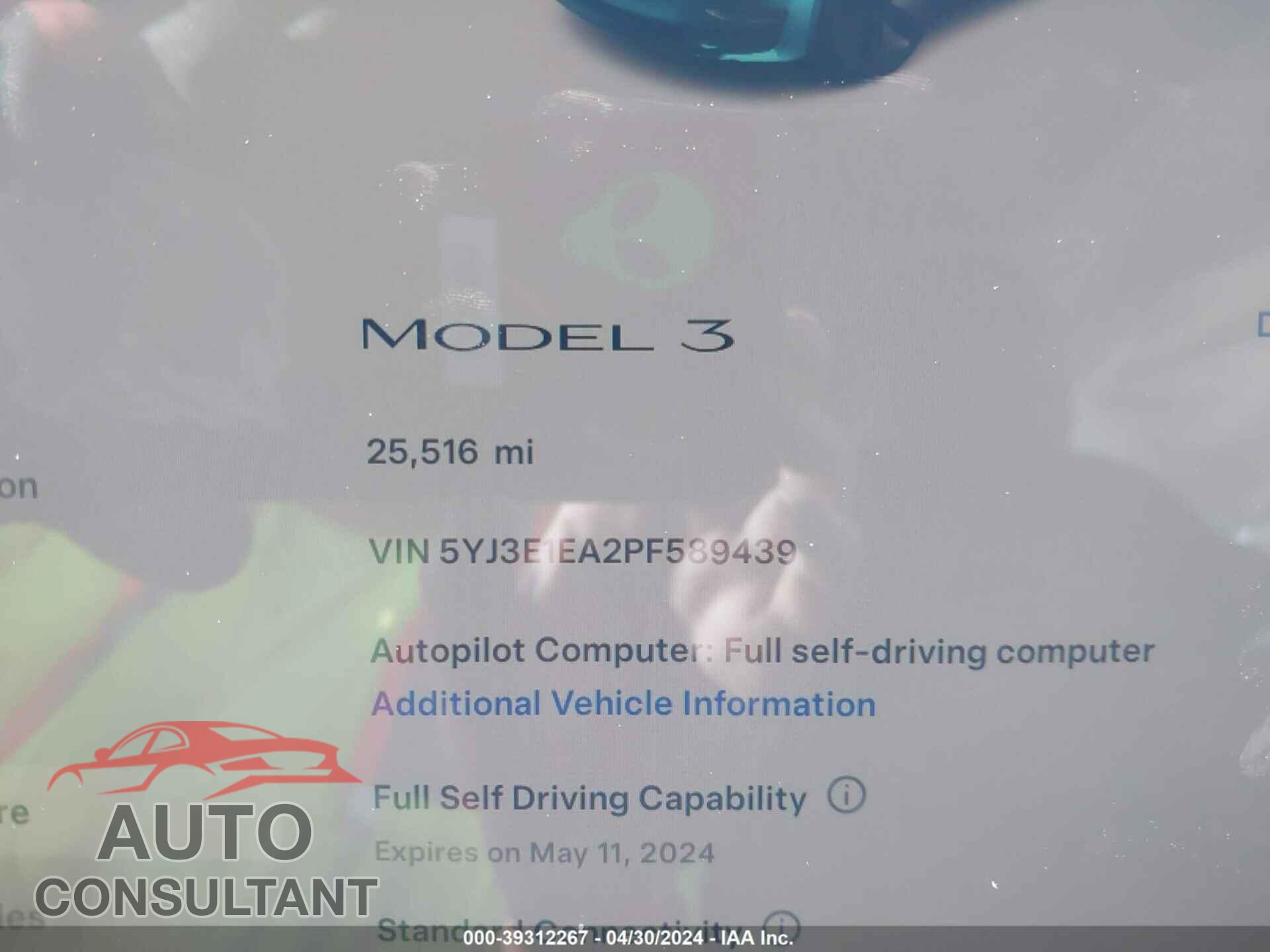 TESLA MODEL 3 2023 - 5YJ3E1EA2PF589439