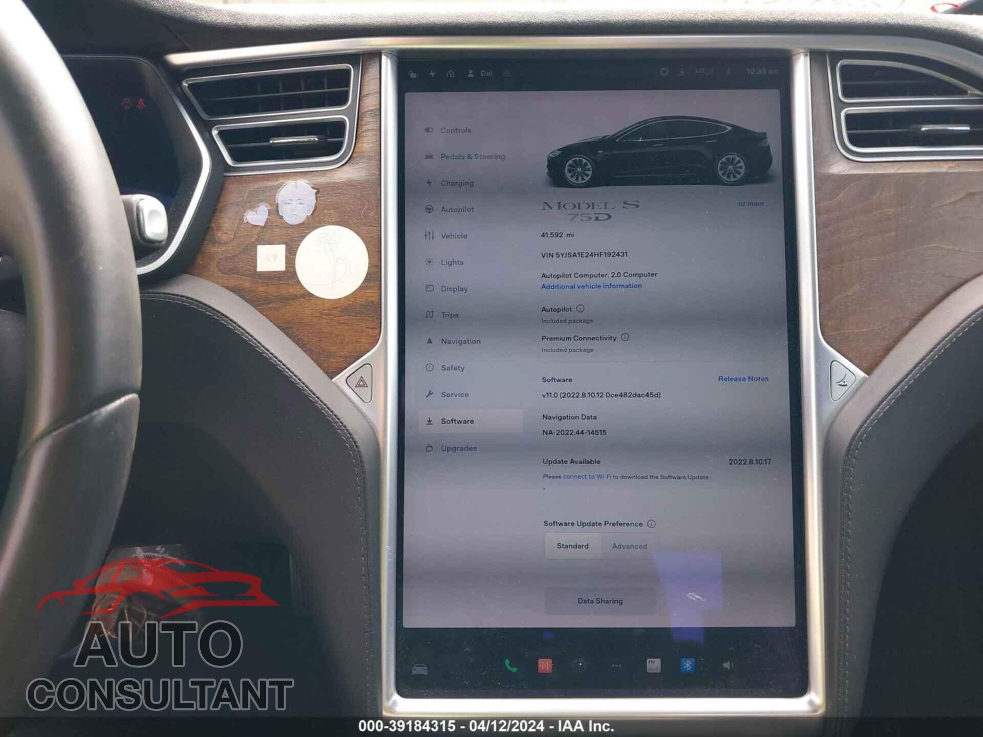 TESLA MODEL S 2017 - 5YJSA1E24HF192431