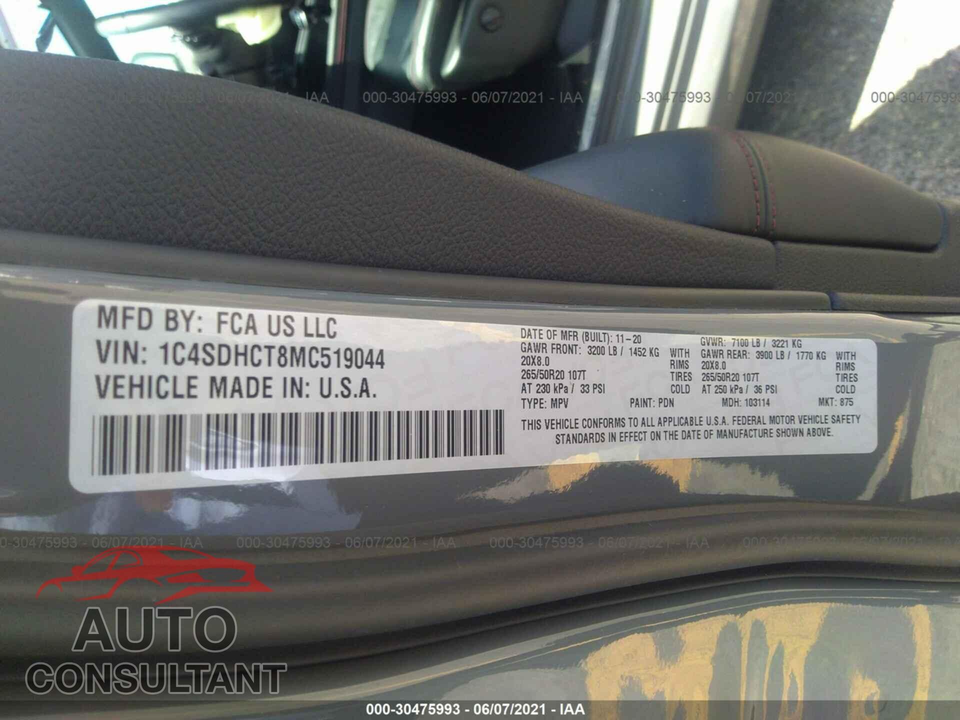 DODGE DURANGO 2021 - 1C4SDHCT8MC519044