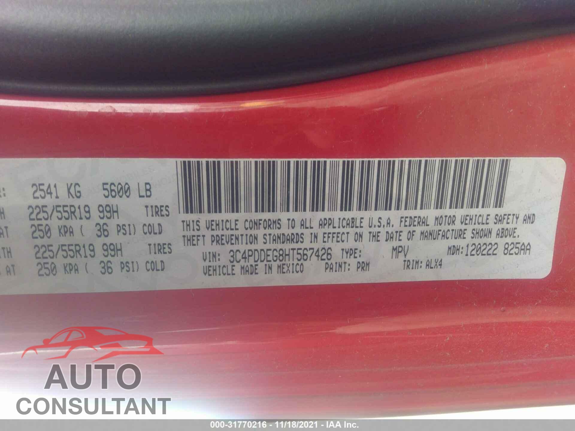 DODGE JOURNEY 2017 - 3C4PDDEG8HT567426