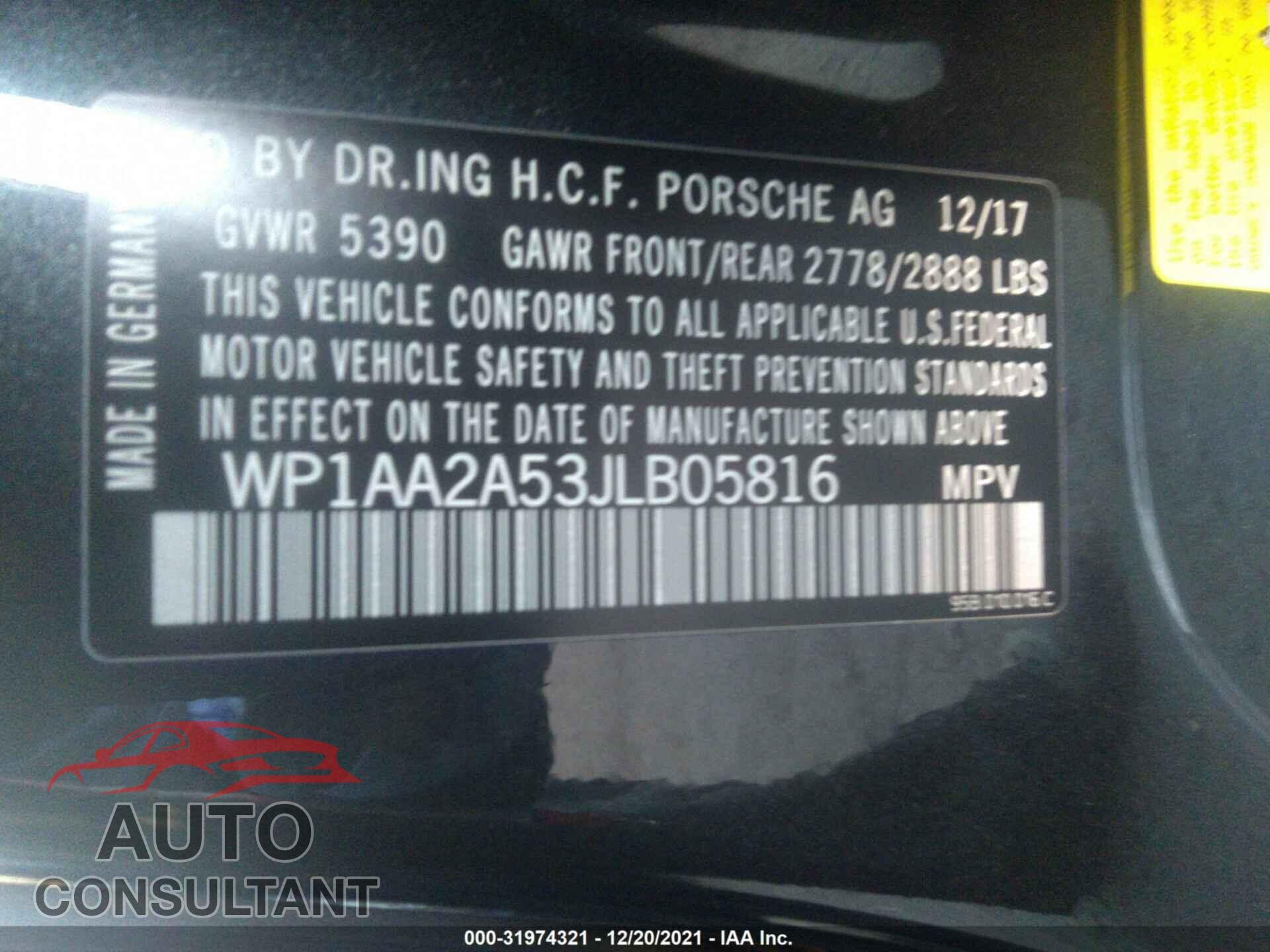 PORSCHE MACAN 2018 - WP1AA2A53JLB05816
