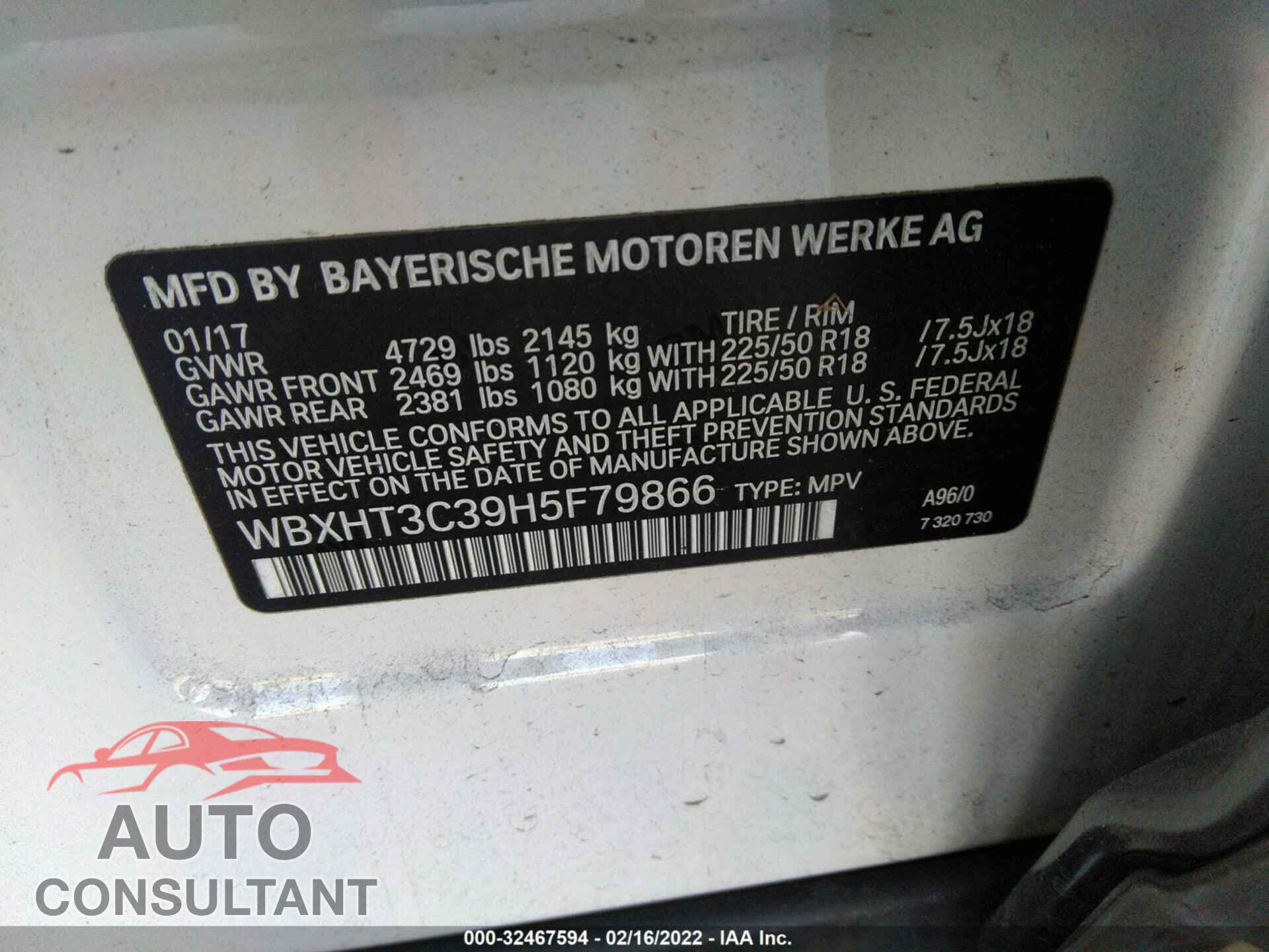 BMW X1 2017 - WBXHT3C39H5F79866