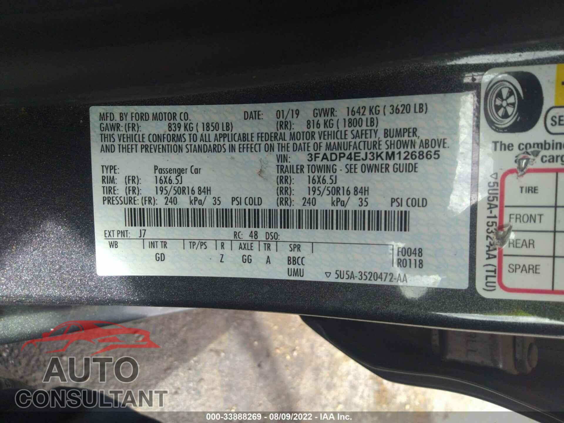 FORD FIESTA 2019 - 3FADP4EJ3KM126865