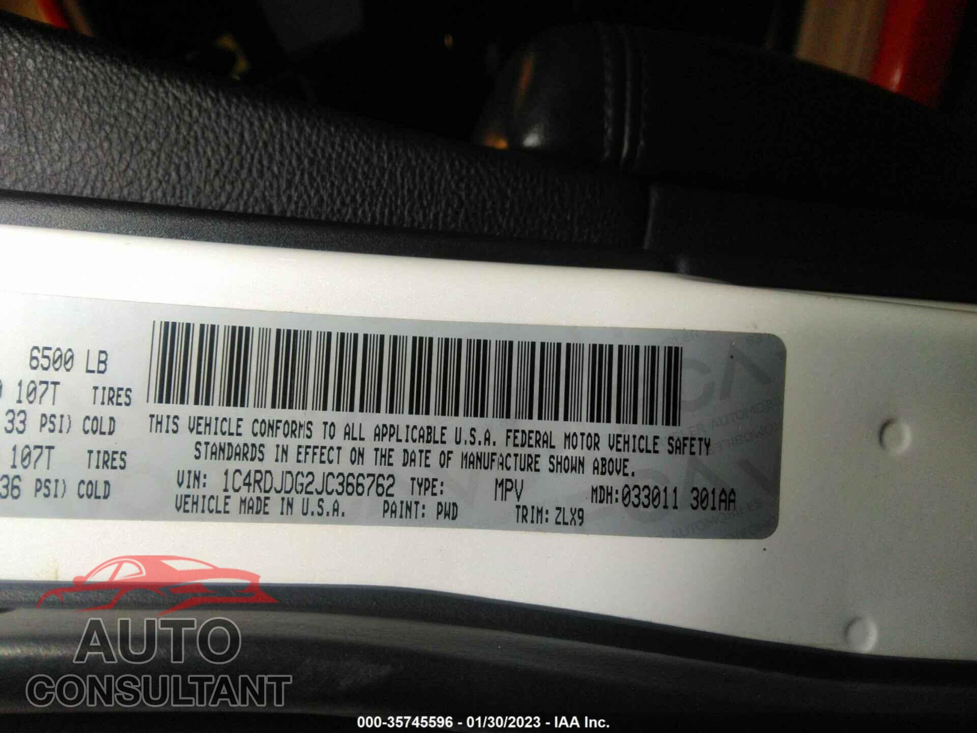 DODGE DURANGO 2018 - 1C4RDJDG2JC366762