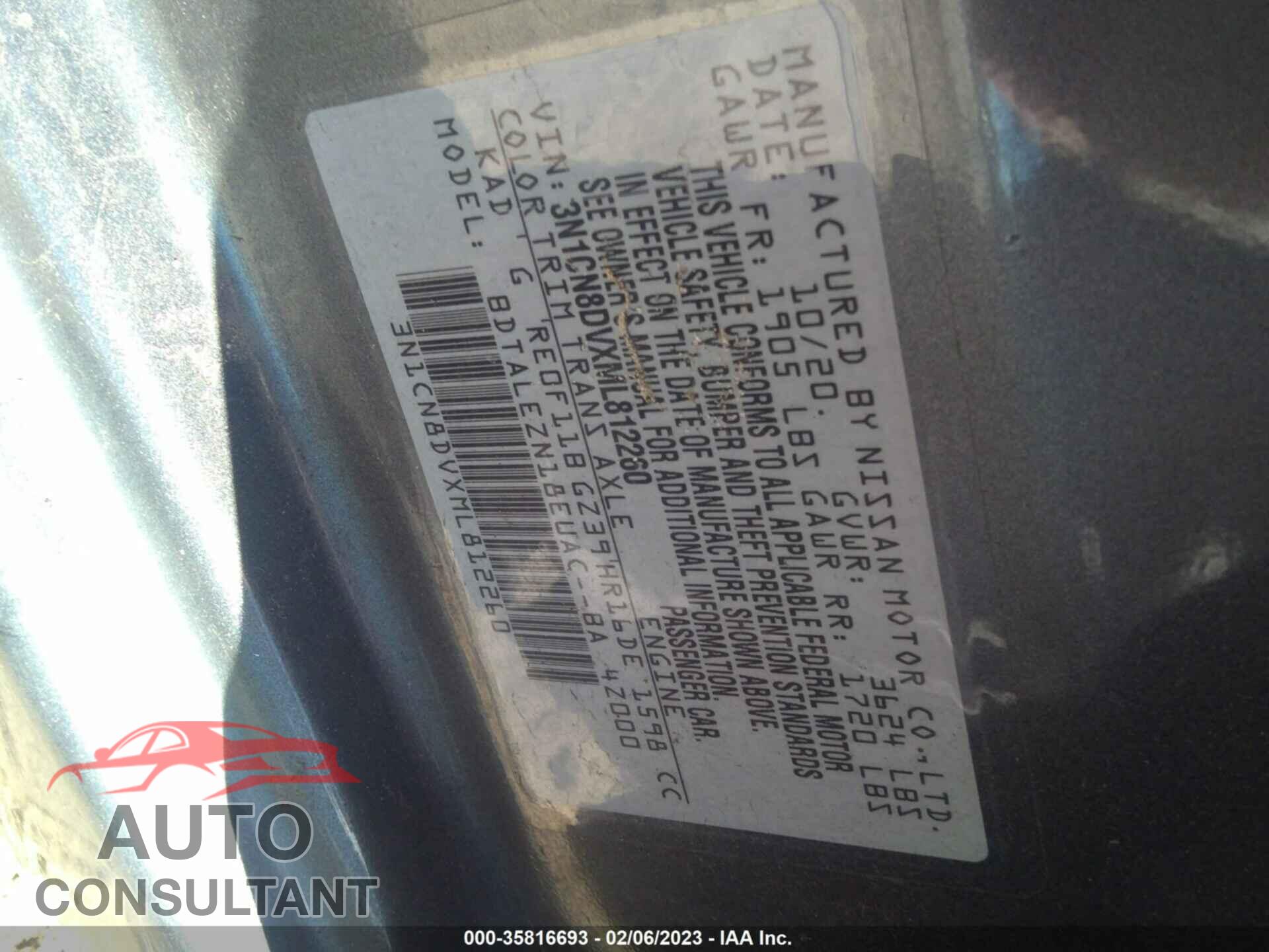 NISSAN VERSA 2021 - 3N1CN8DVXML812260