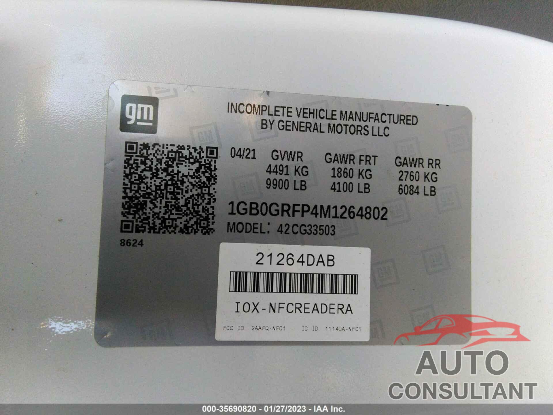 CHEVROLET EXPRESS COMMERCIAL 2021 - 1GB0GRFP4M1264802