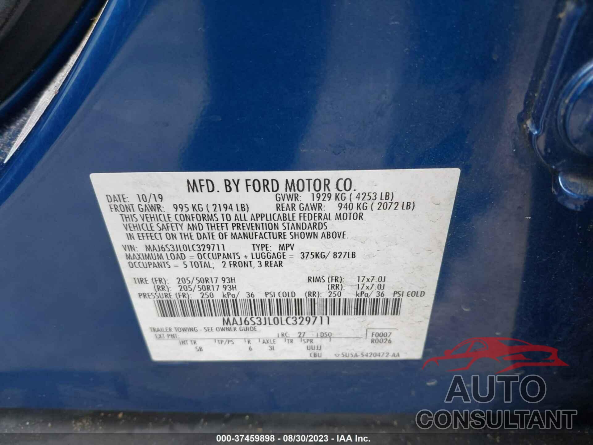 FORD ECOSPORT 2020 - MAJ6S3JL0LC329711