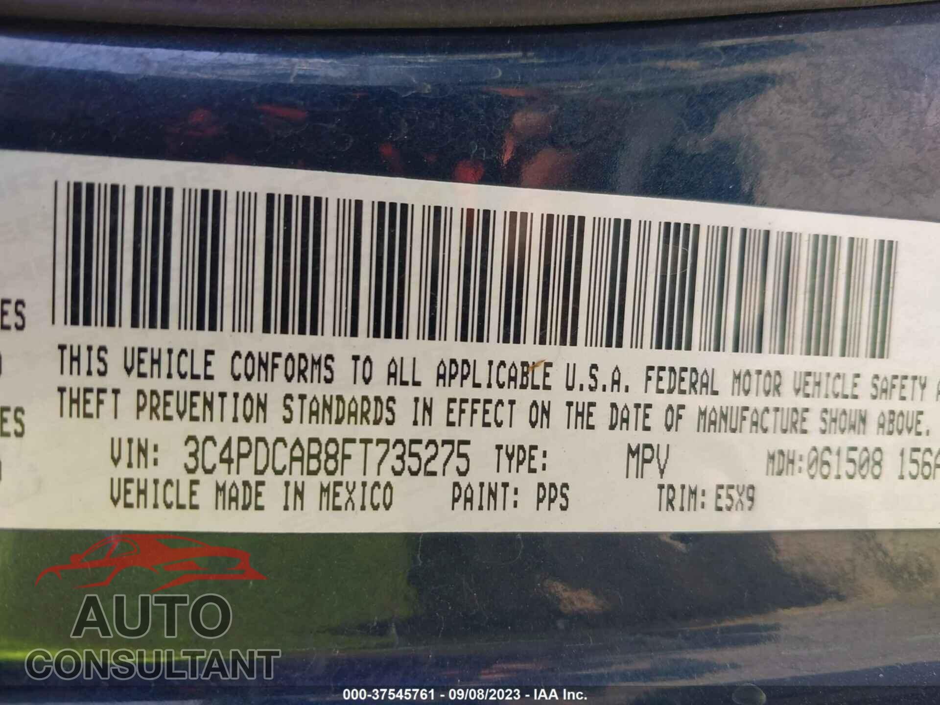 DODGE JOURNEY 2015 - 3C4PDCAB8FT735275