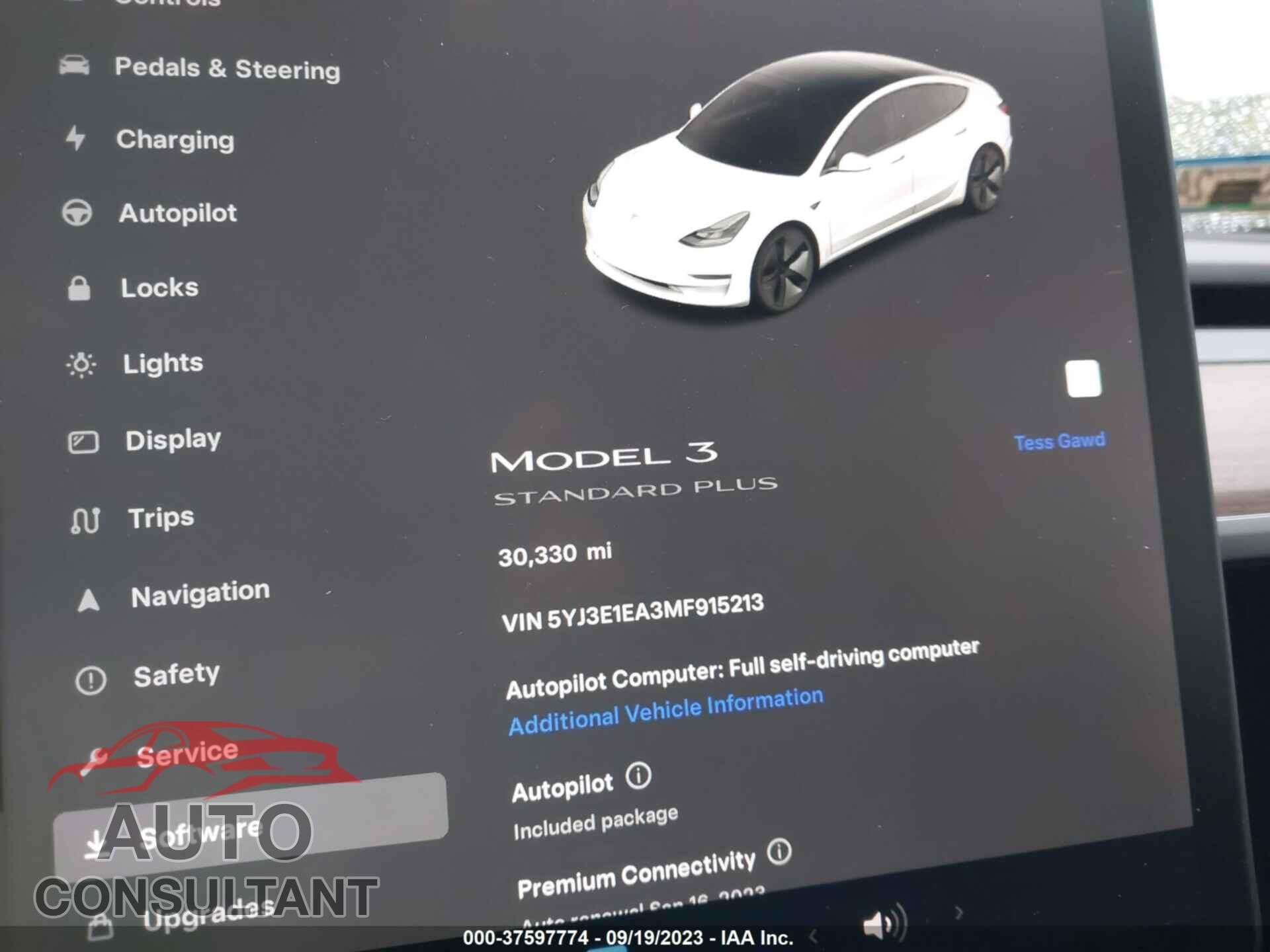TESLA MODEL 3 2021 - 5YJ3E1EA3MF915213