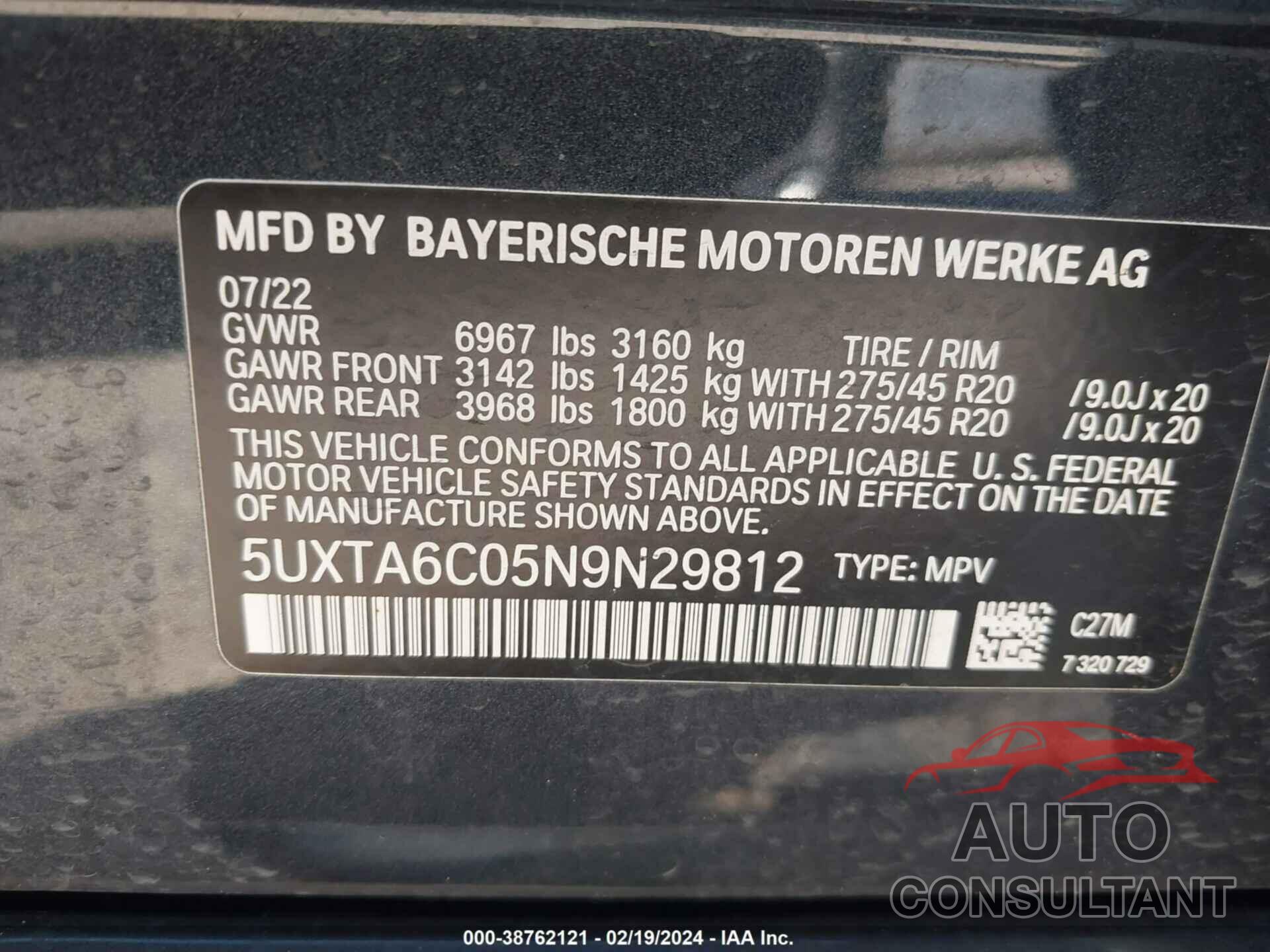 BMW X5 PHEV 2022 - 5UXTA6C05N9N29812
