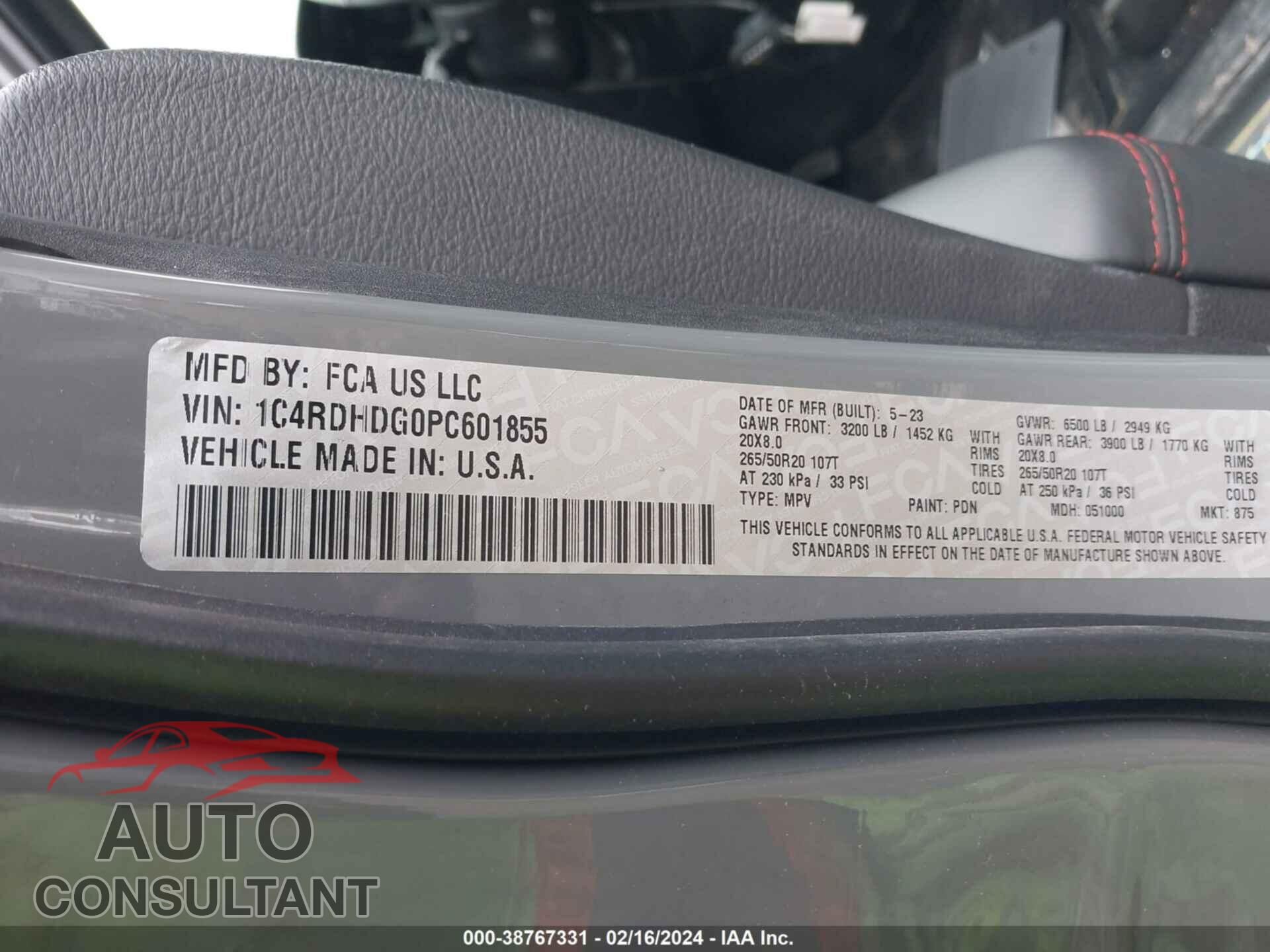DODGE DURANGO 2023 - 1C4RDHDG0PC601855