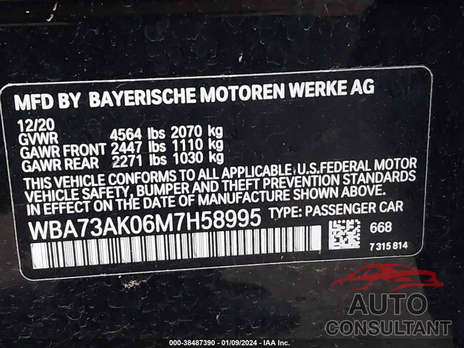 BMW 228I GRAN COUPE 2021 - WBA73AK06M7H58995