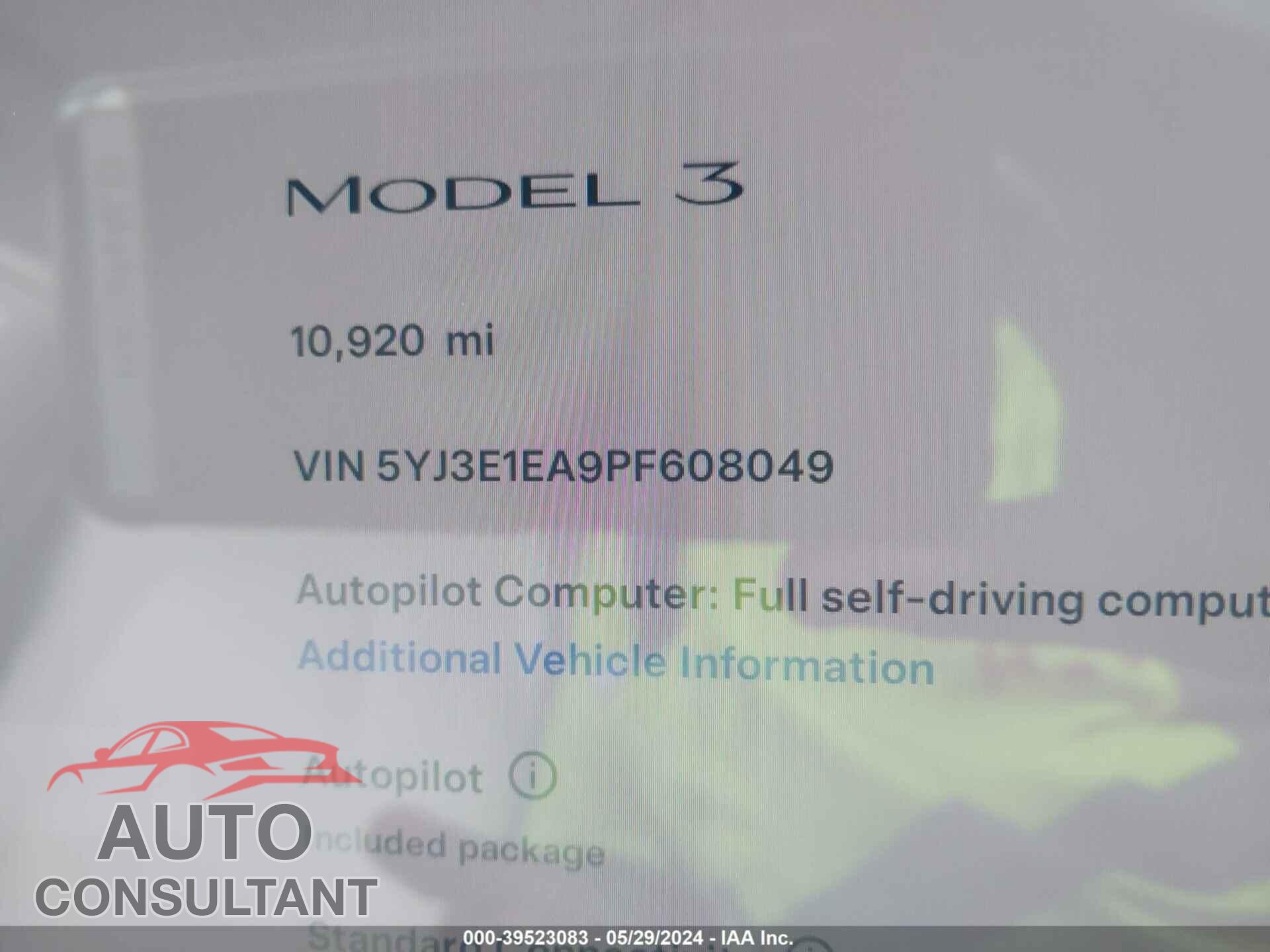TESLA MODEL 3 2023 - 5YJ3E1EA9PF608049