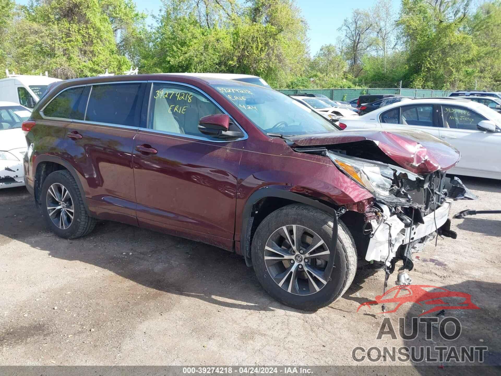 TOYOTA HIGHLANDER 2018 - 5TDBZRFH8JS496907