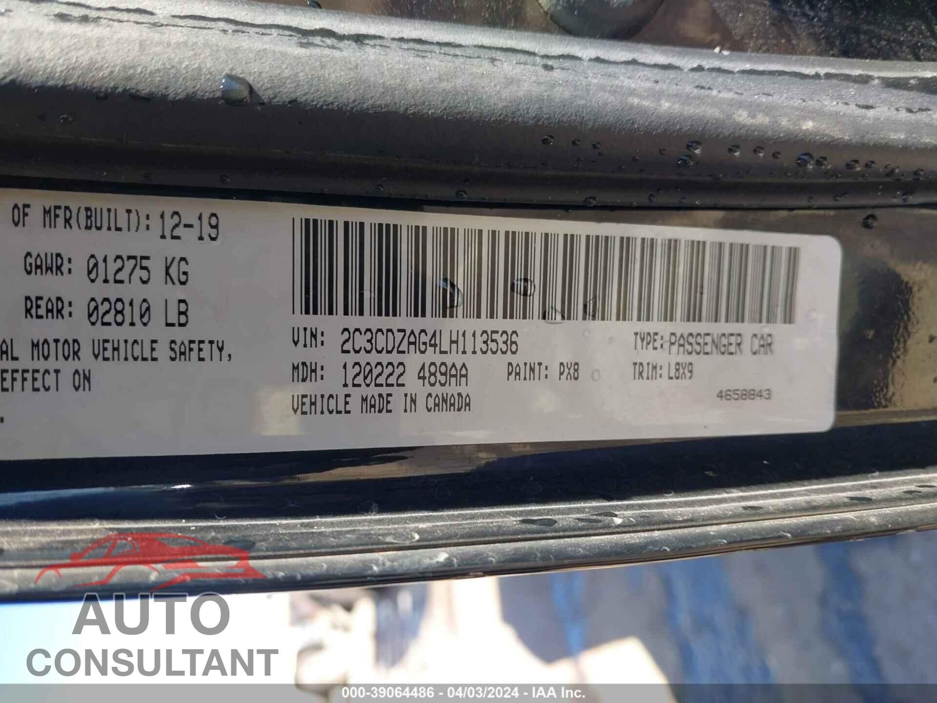 DODGE CHALLENGER 2020 - 2C3CDZAG4LH113536