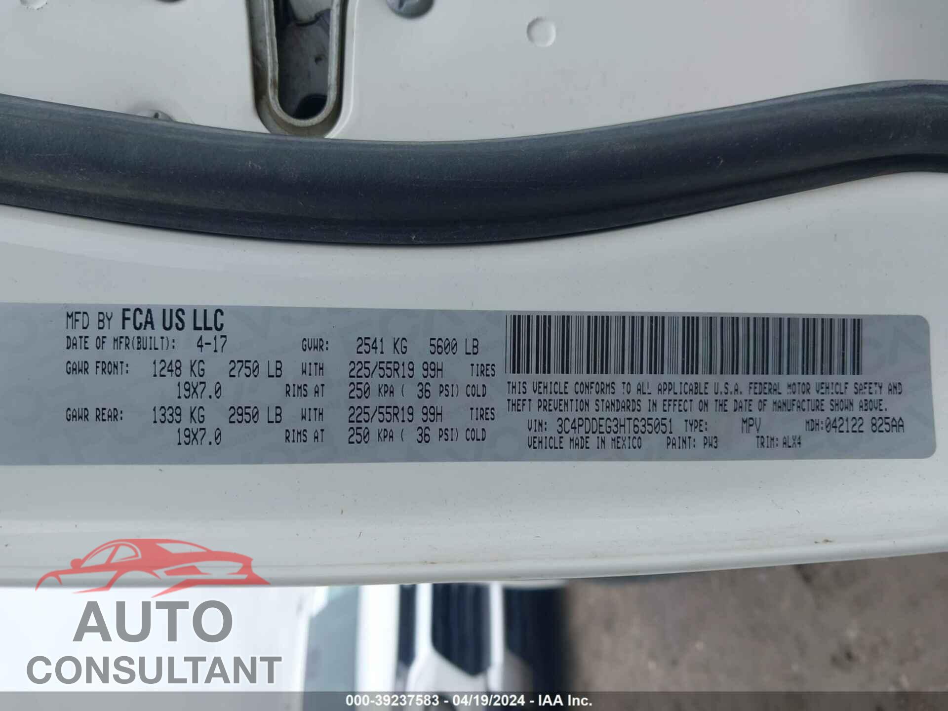 DODGE JOURNEY 2017 - 3C4PDDEG3HT635051