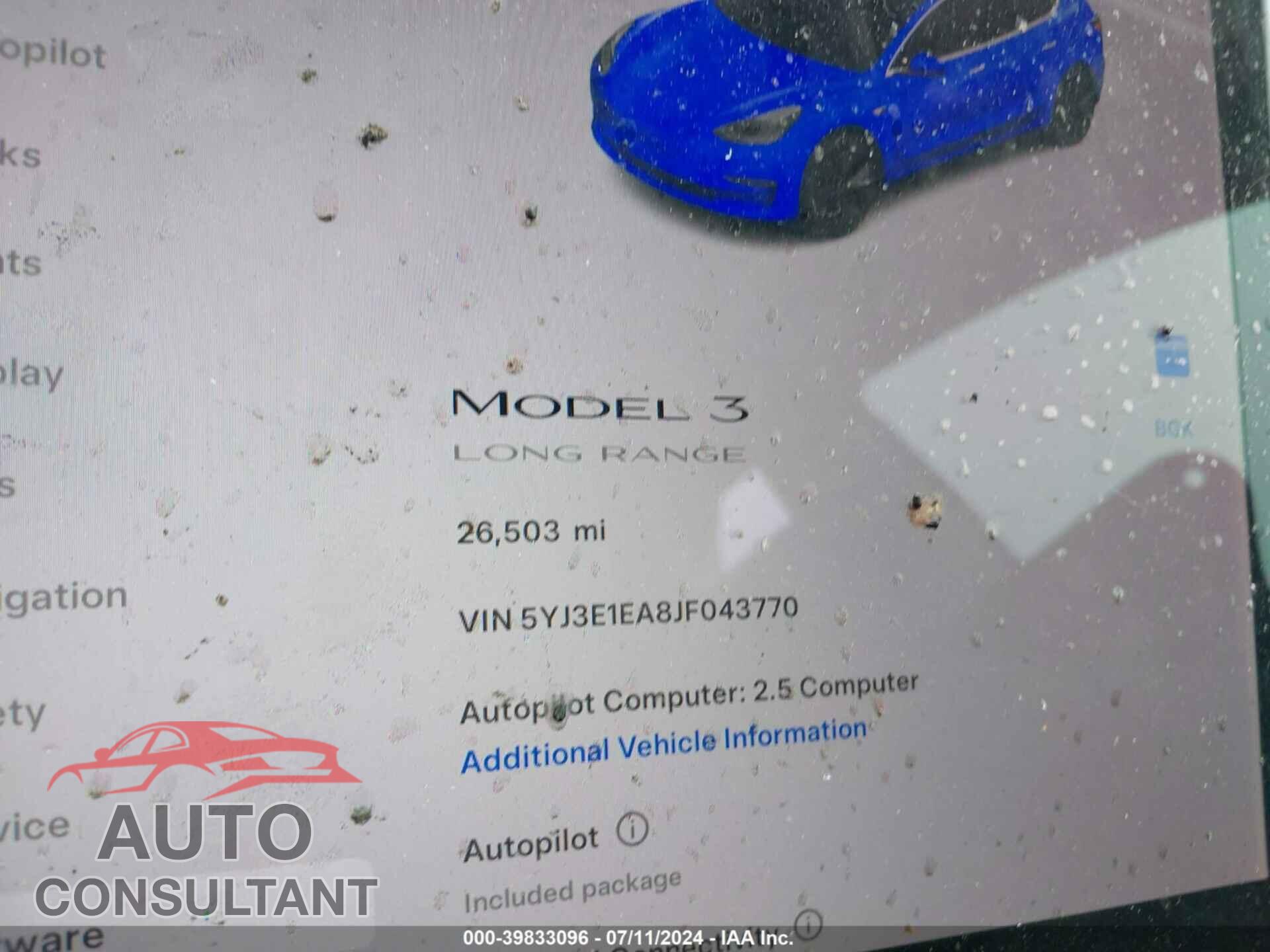 TESLA MODEL 3 2018 - 5YJ3E1EA8JF043770