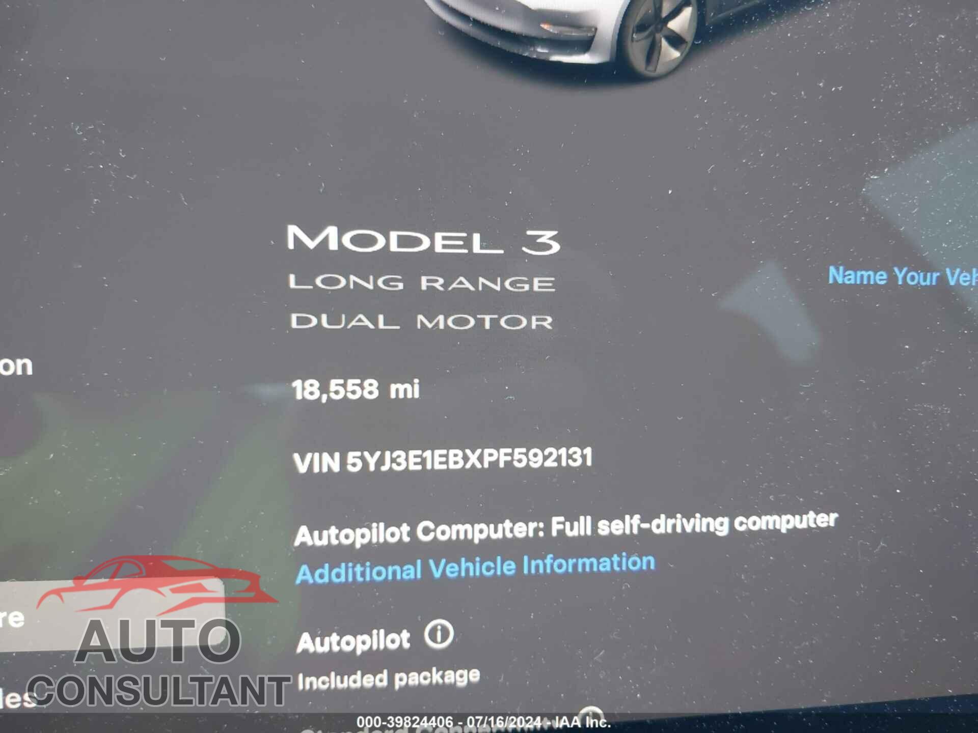 TESLA MODEL 3 2023 - 5YJ3E1EBXPF592131