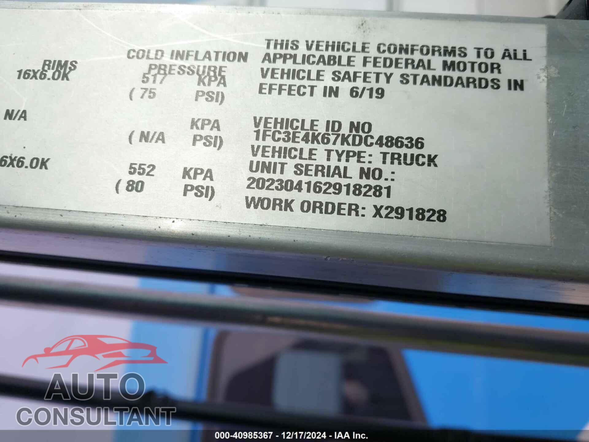 FORD E-450 STRIPPED 2019 - 1FC3E4K67KDC48636