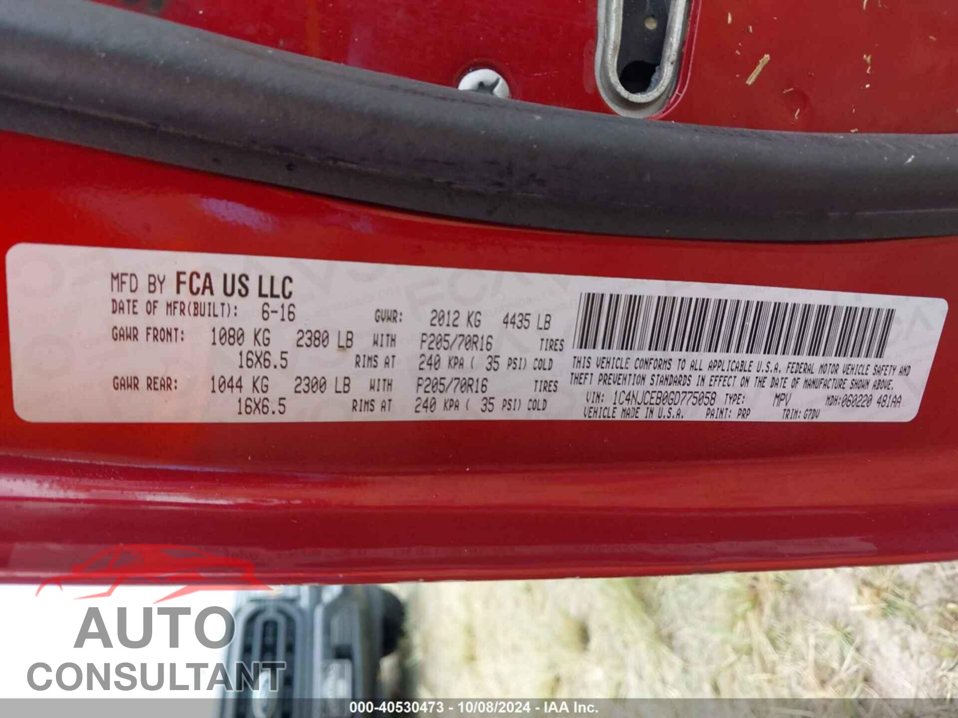 JEEP COMPASS 2016 - 1C4NJCEB0GD775058