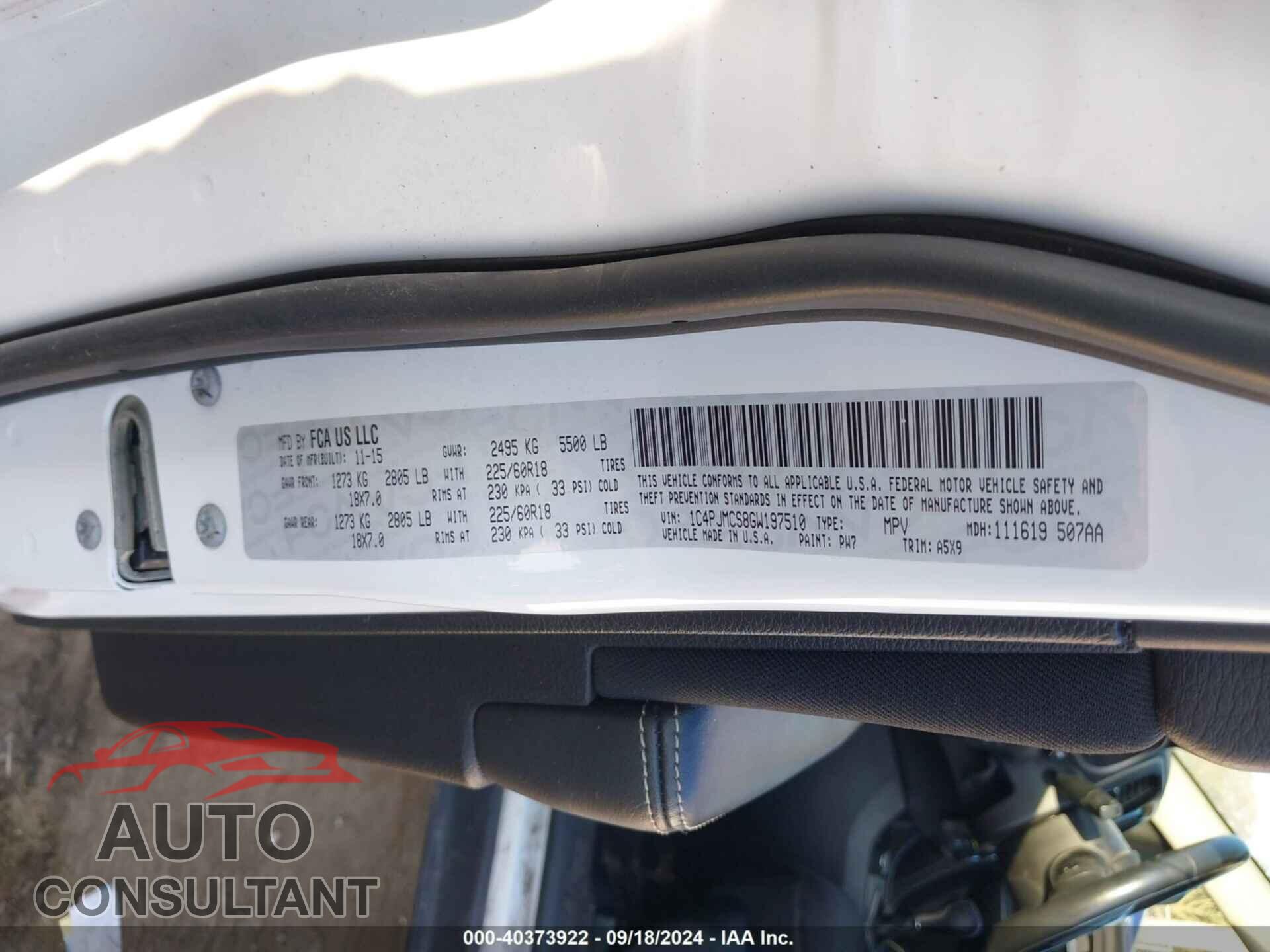 JEEP CHEROKEE 2016 - 1C4PJMCS8GW197510