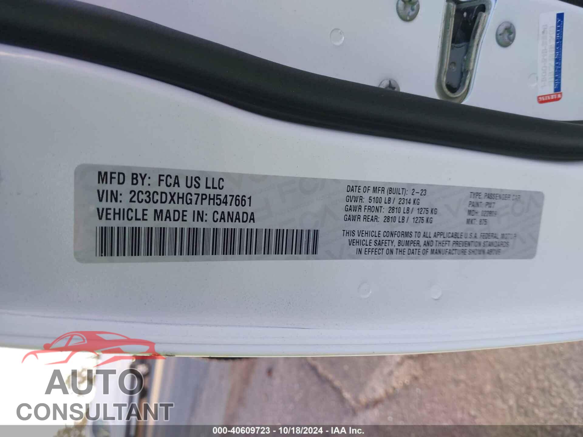 DODGE CHARGER 2023 - 2C3CDXHG7PH547661