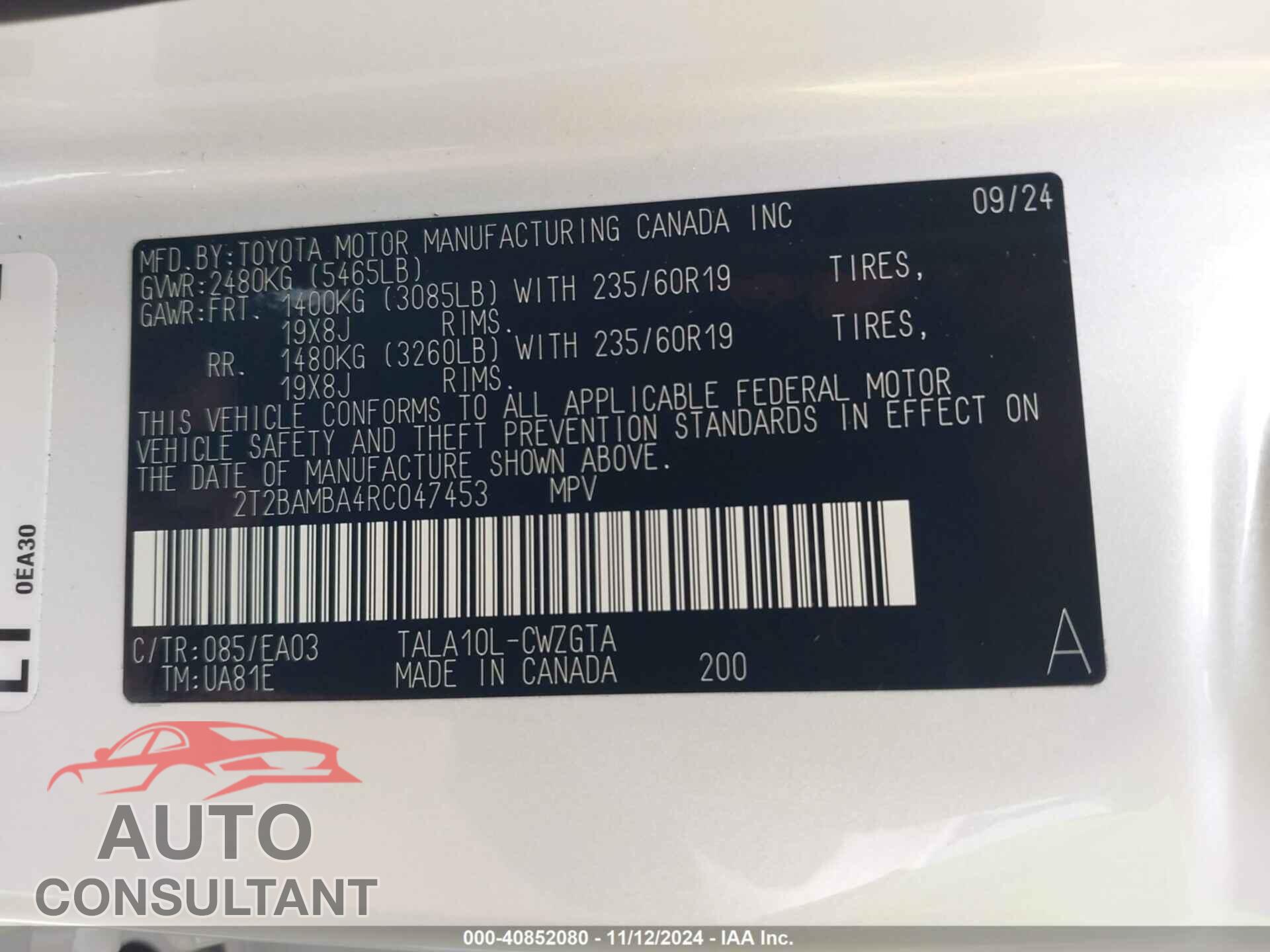 LEXUS RX 350 2024 - 2T2BAMBA4RC047453