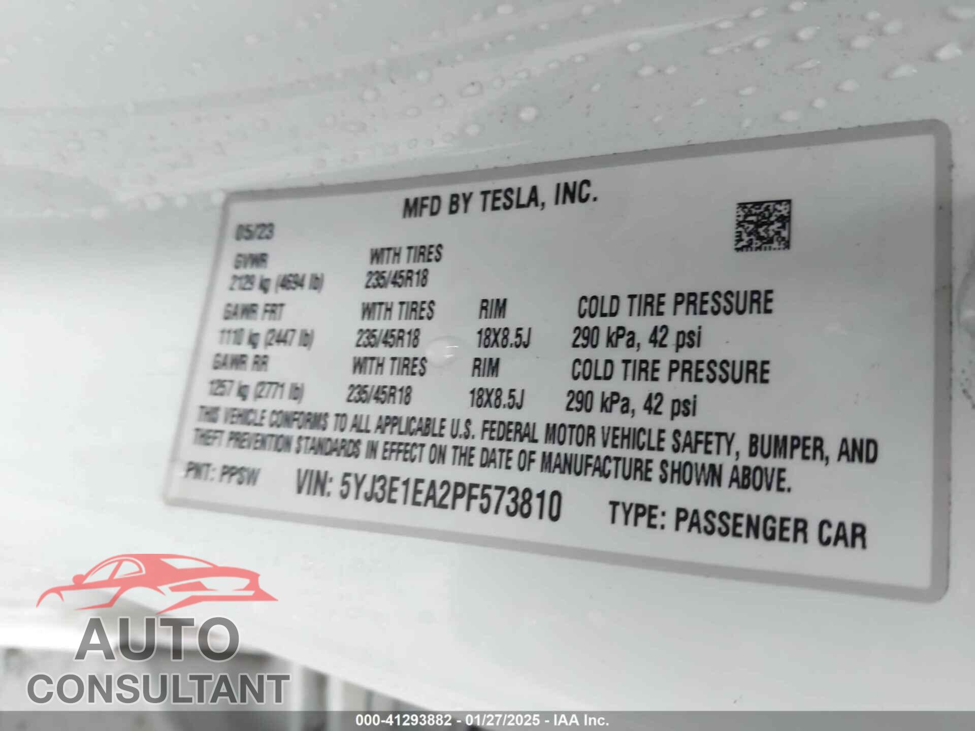 TESLA MODEL 3 2023 - 5YJ3E1EA2PF573810