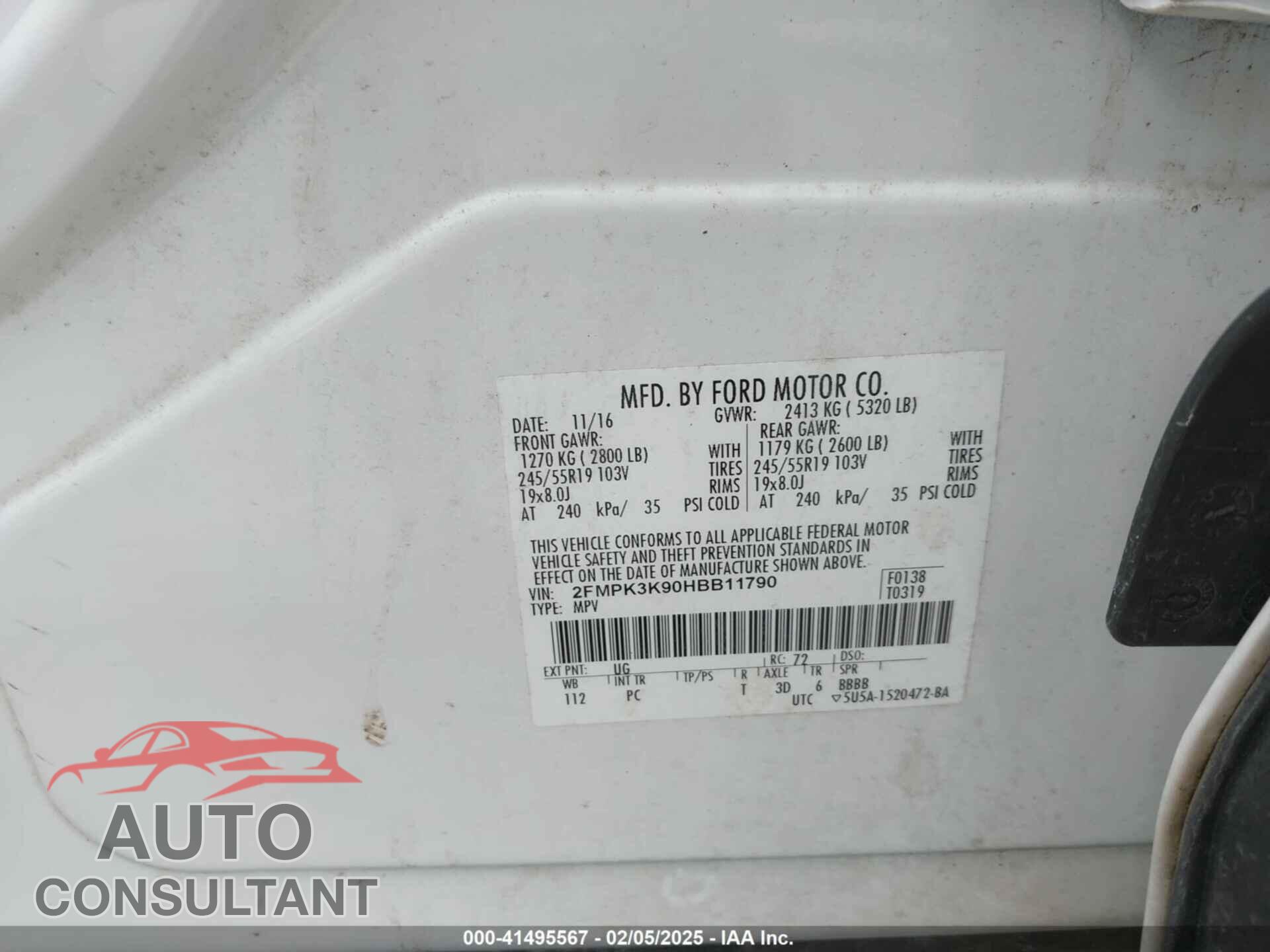 FORD EDGE 2017 - 2FMPK3K90HBB11790