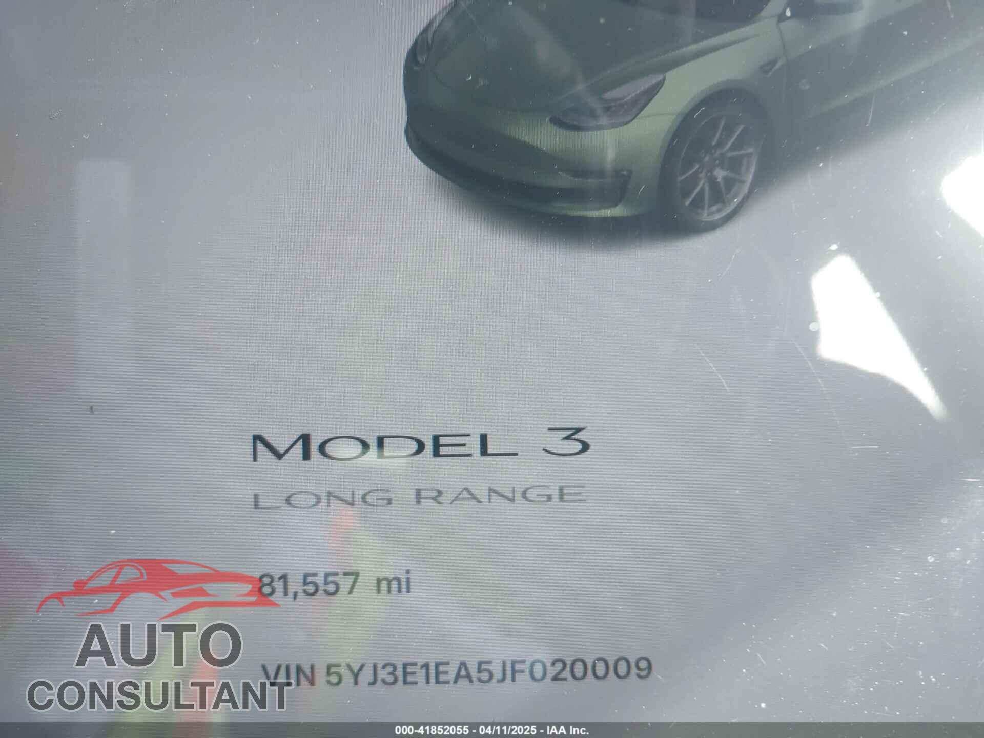 TESLA MODEL 3 2018 - 5YJ3E1EA5JF020009