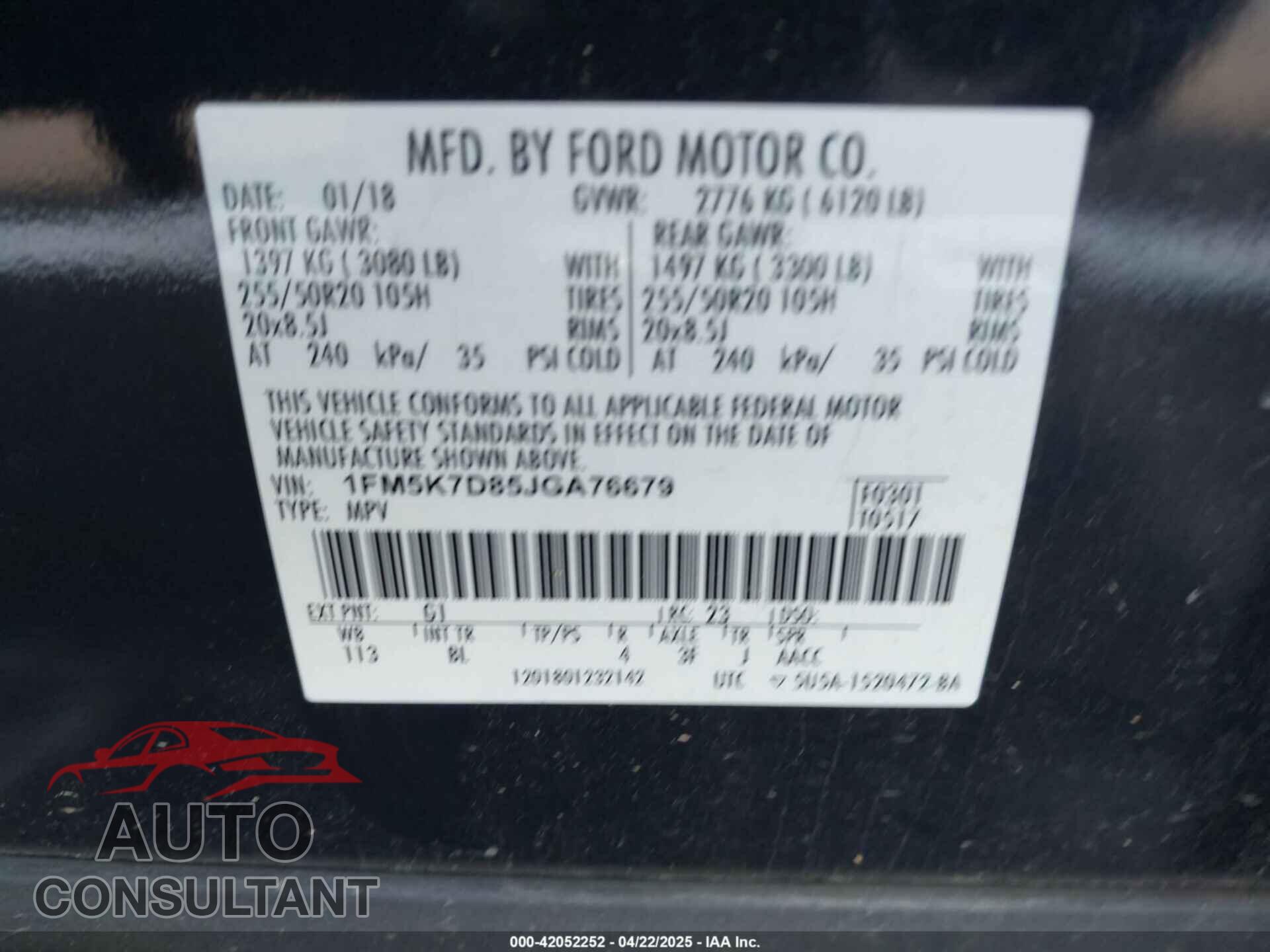 FORD EXPLORER 2018 - 1FM5K7D85JGA76679