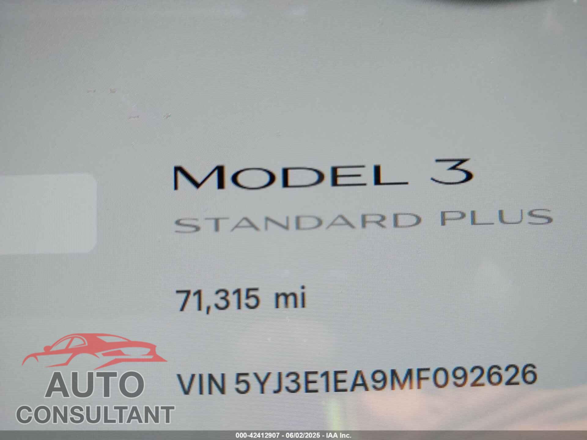 TESLA MODEL 3 2021 - 5YJ3E1EA9MF092626