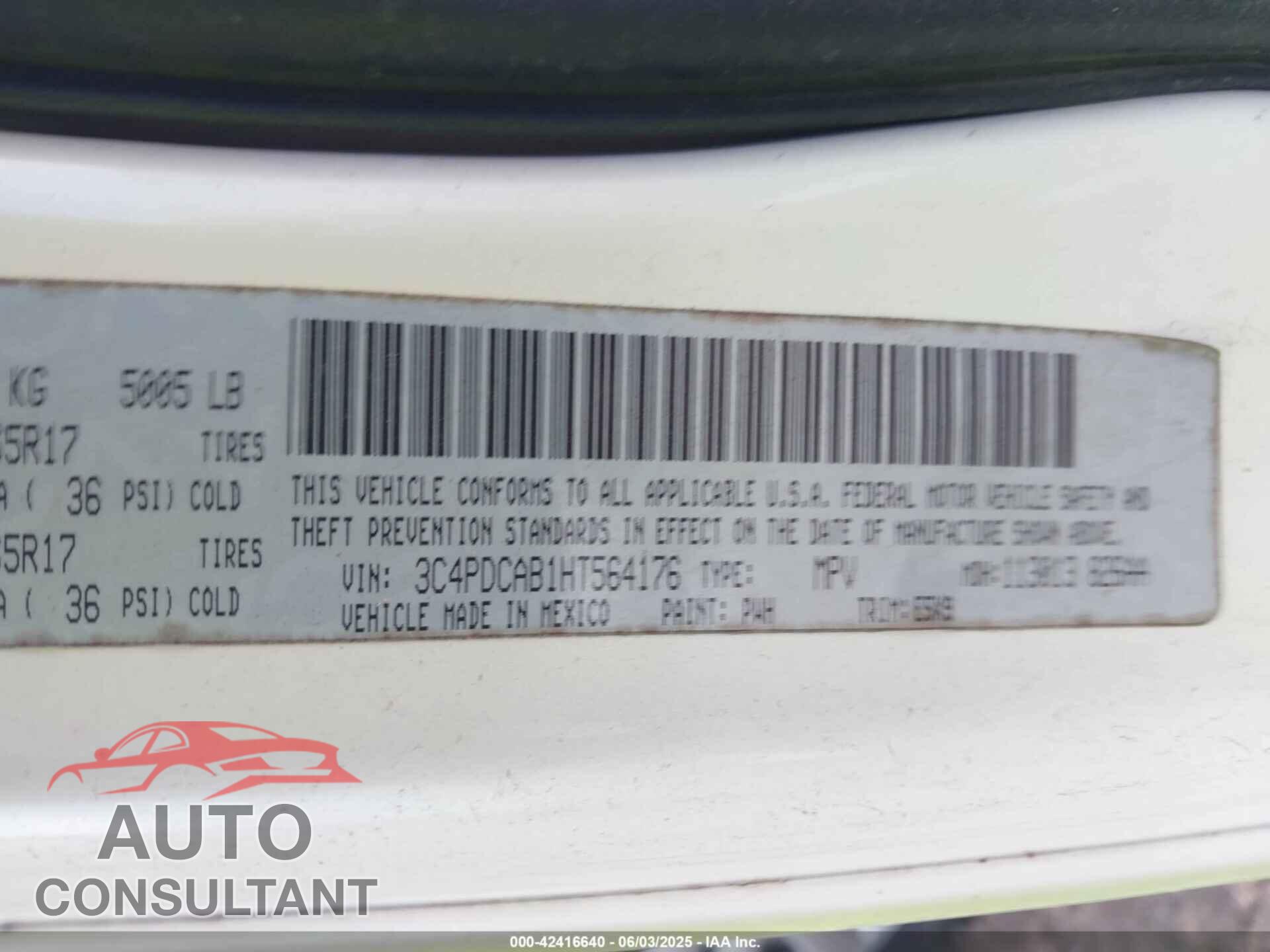 DODGE JOURNEY 2017 - 3C4PDCAB1HT564176