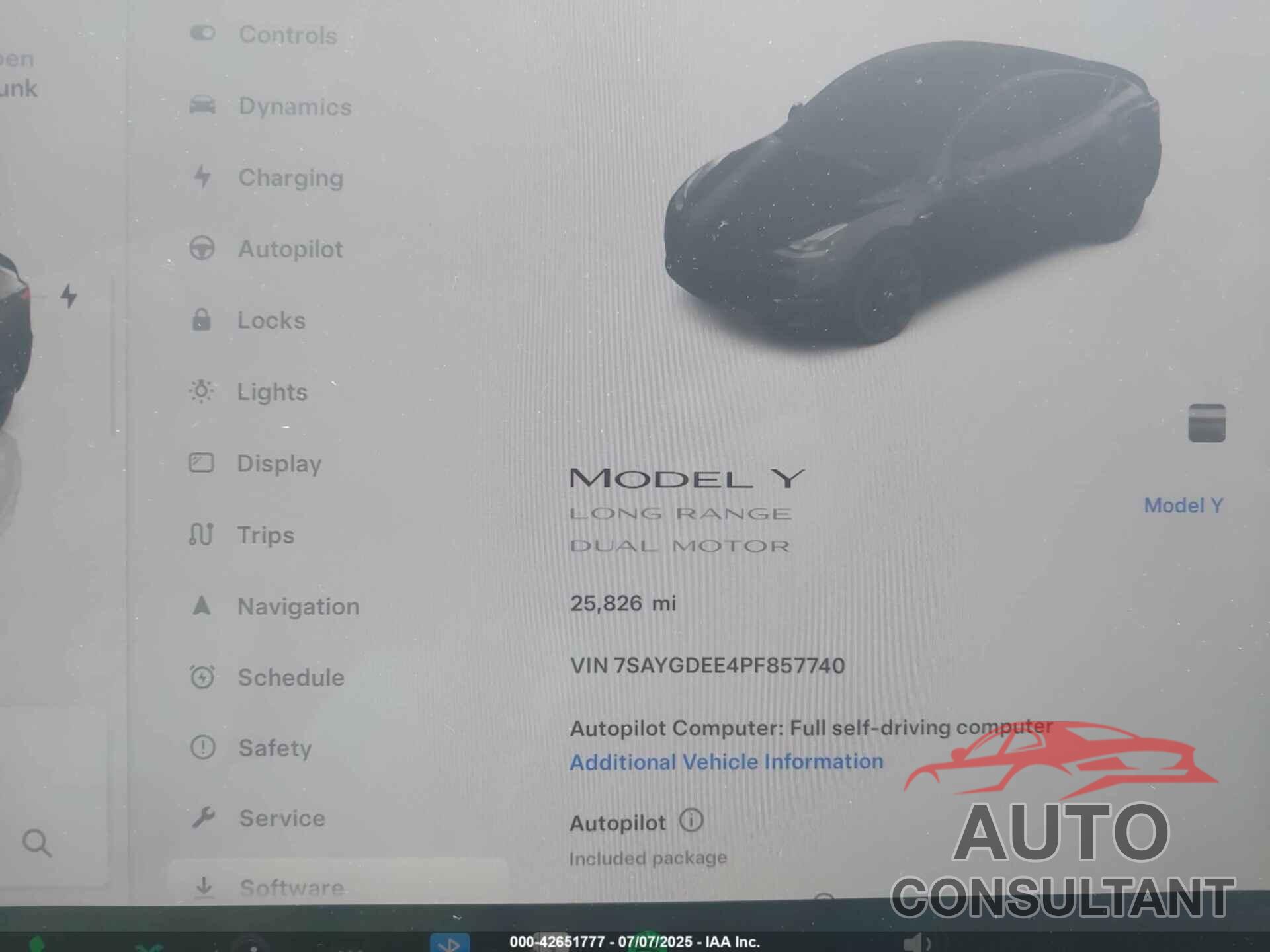 TESLA MODEL Y 2023 - 7SAYGDEE4PF857740