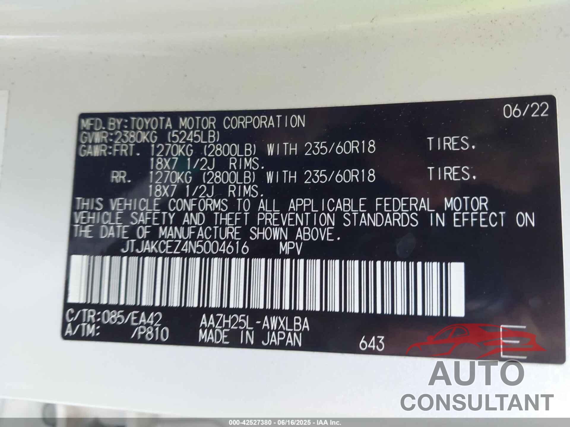 LEXUS NX 350H 2022 - JTJAKCEZ4N5004616