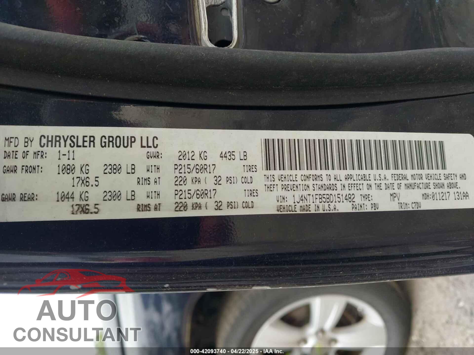 JEEP COMPASS 2011 - 1J4NT1FB5BD151482