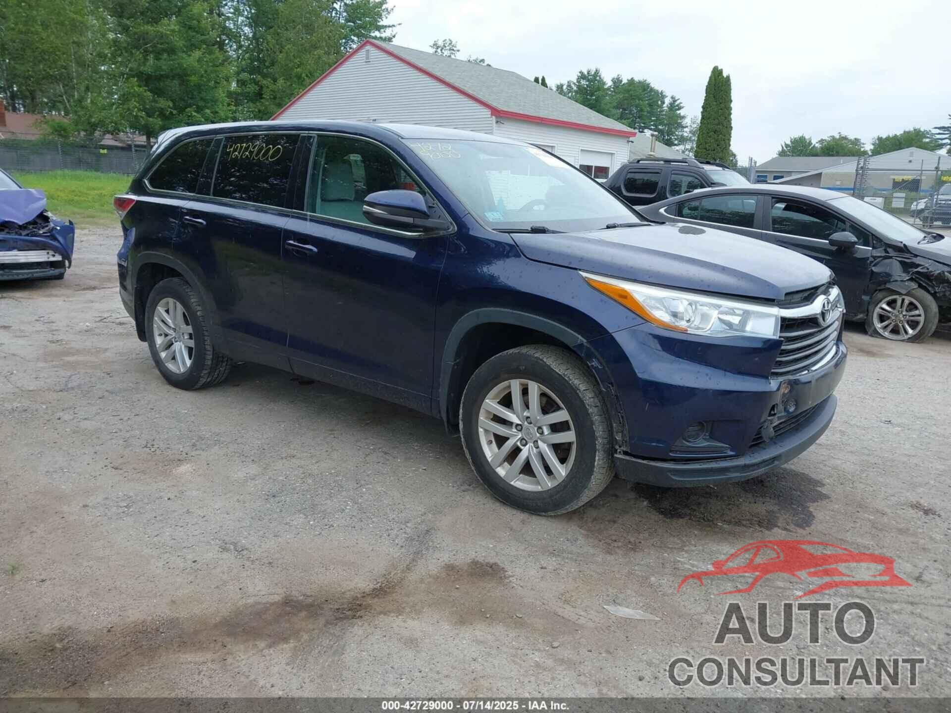 TOYOTA HIGHLANDER 2015 - 5TDBKRFH1FS099776