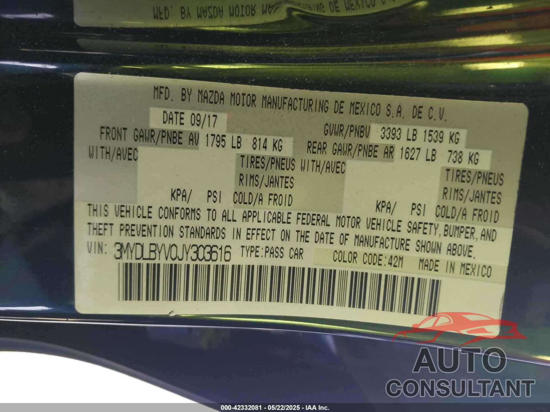 TOYOTA YARIS IA 2018 - 3MYDLBYV0JY303616
